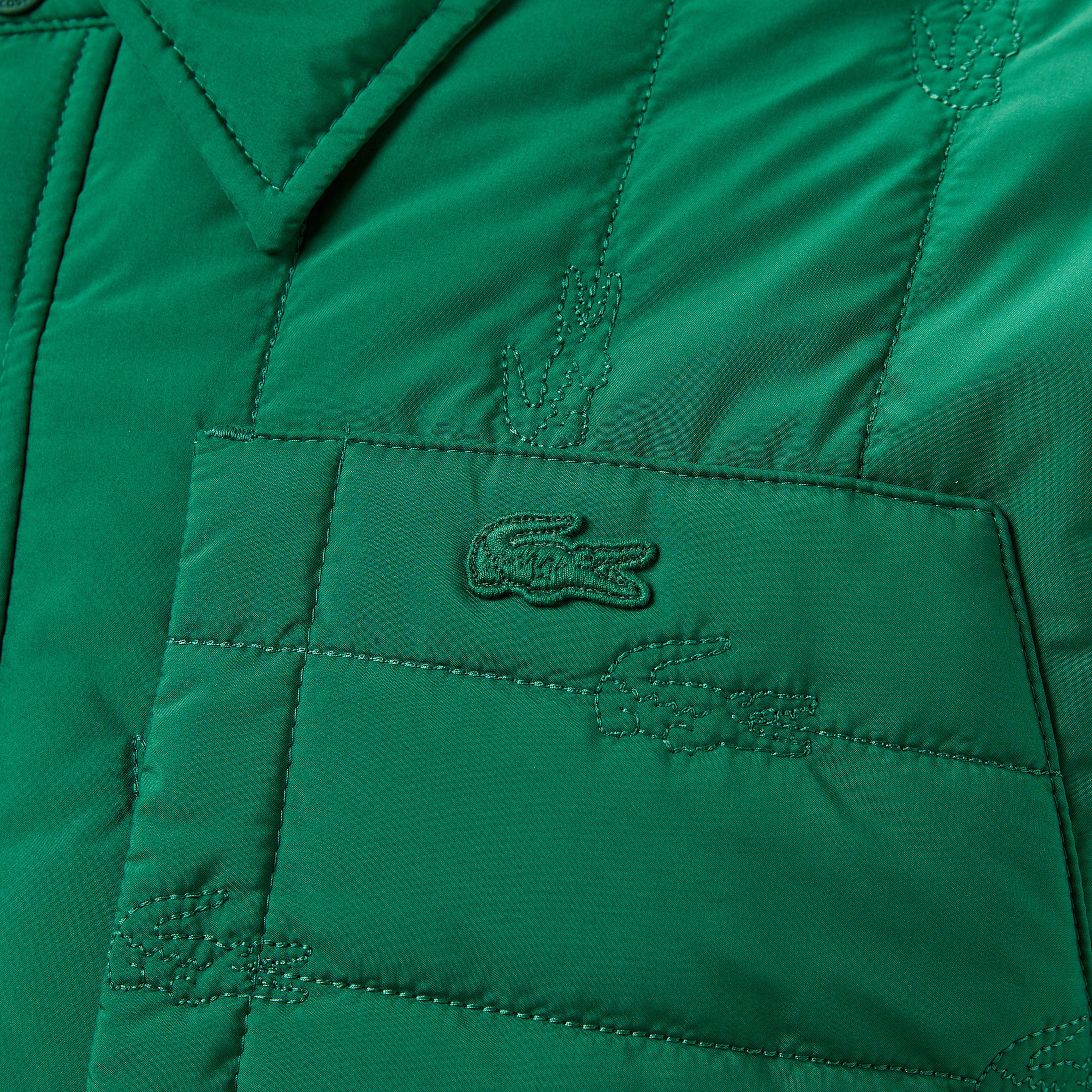Lacoste Erkek Relaxed Fit Gömlek Yaka Desenli Yeşil Ceket