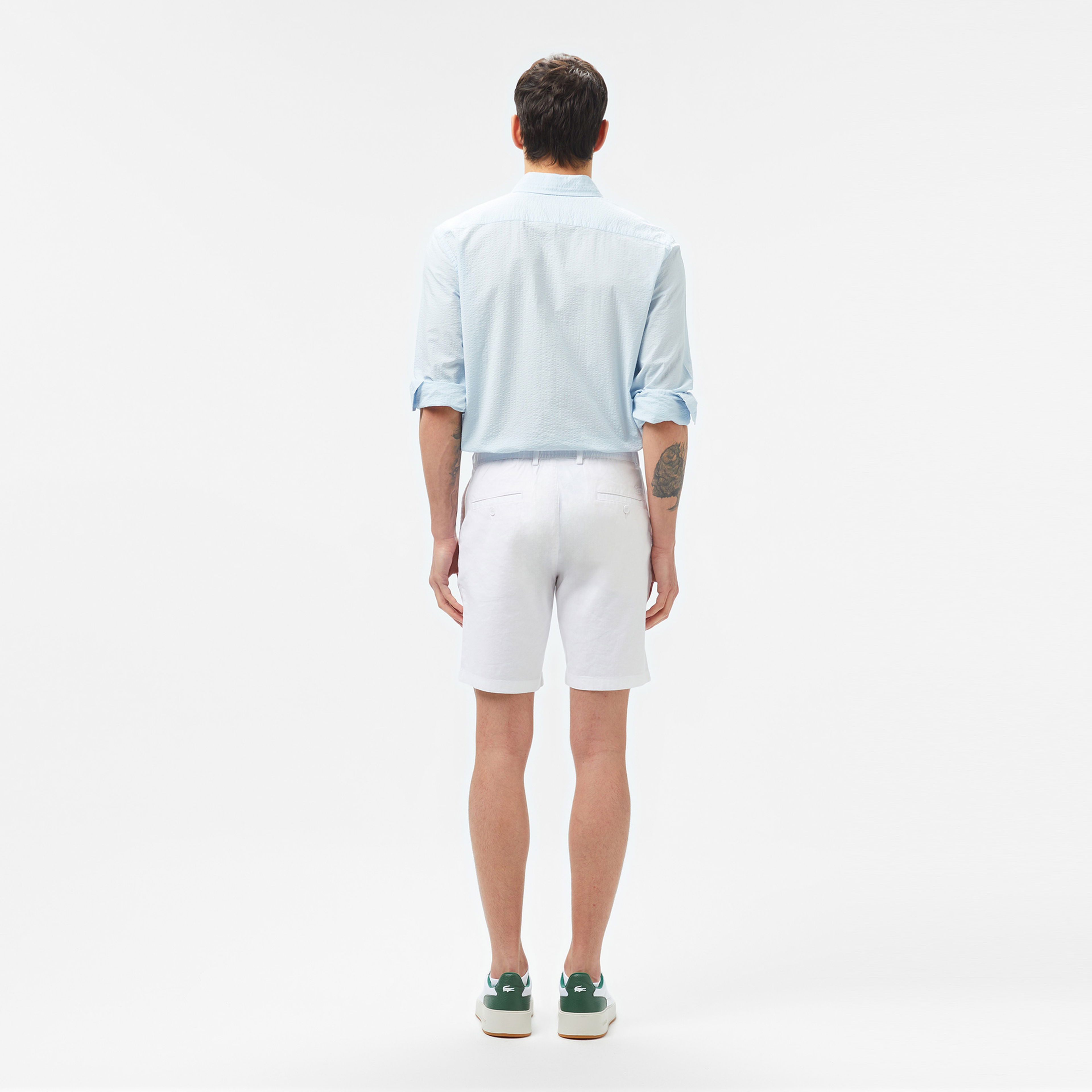 Lacoste Erkek Regular Fit Keten Beyaz Bermuda Şort
