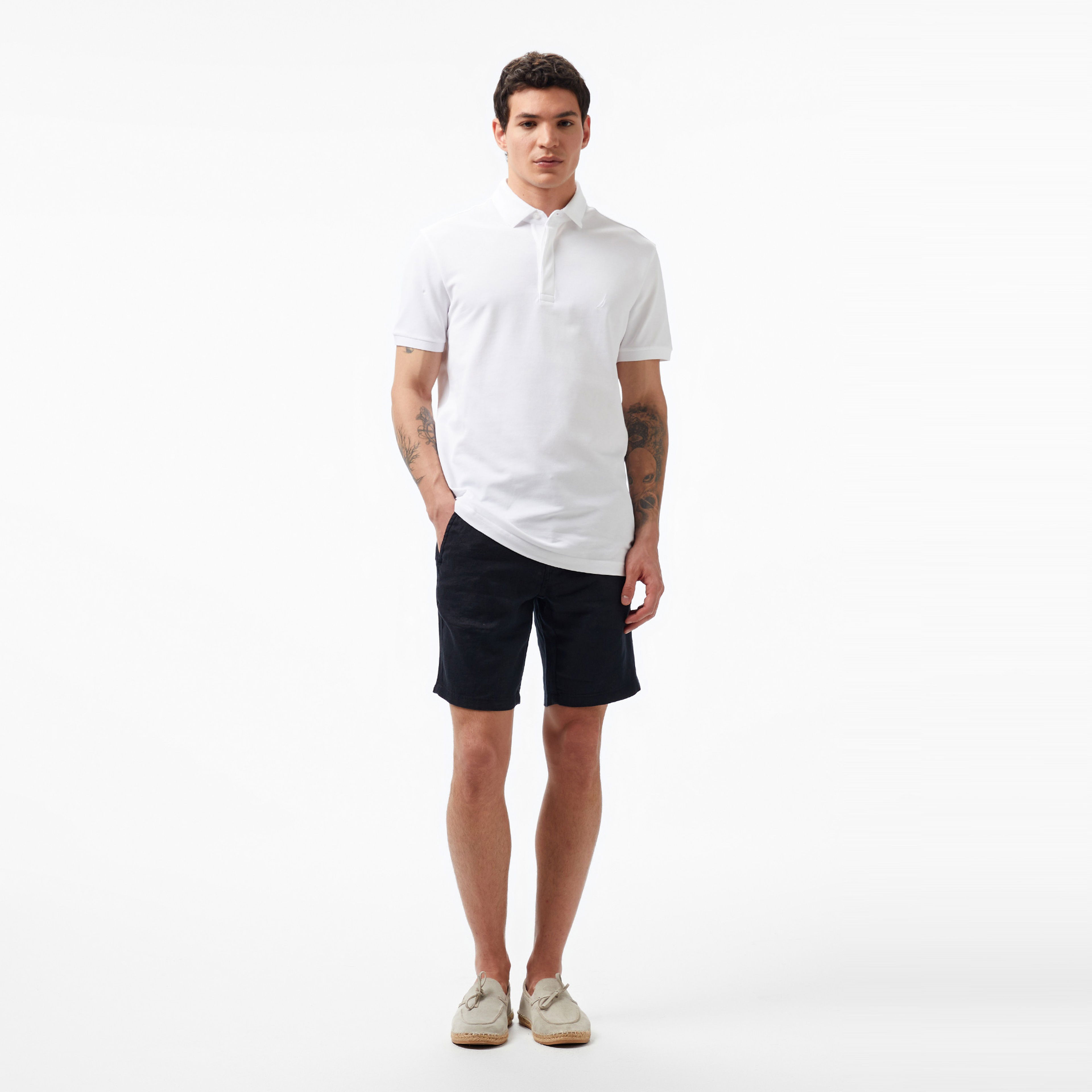 Nautica Erkek Siyah Slim Fit Keten Şort
