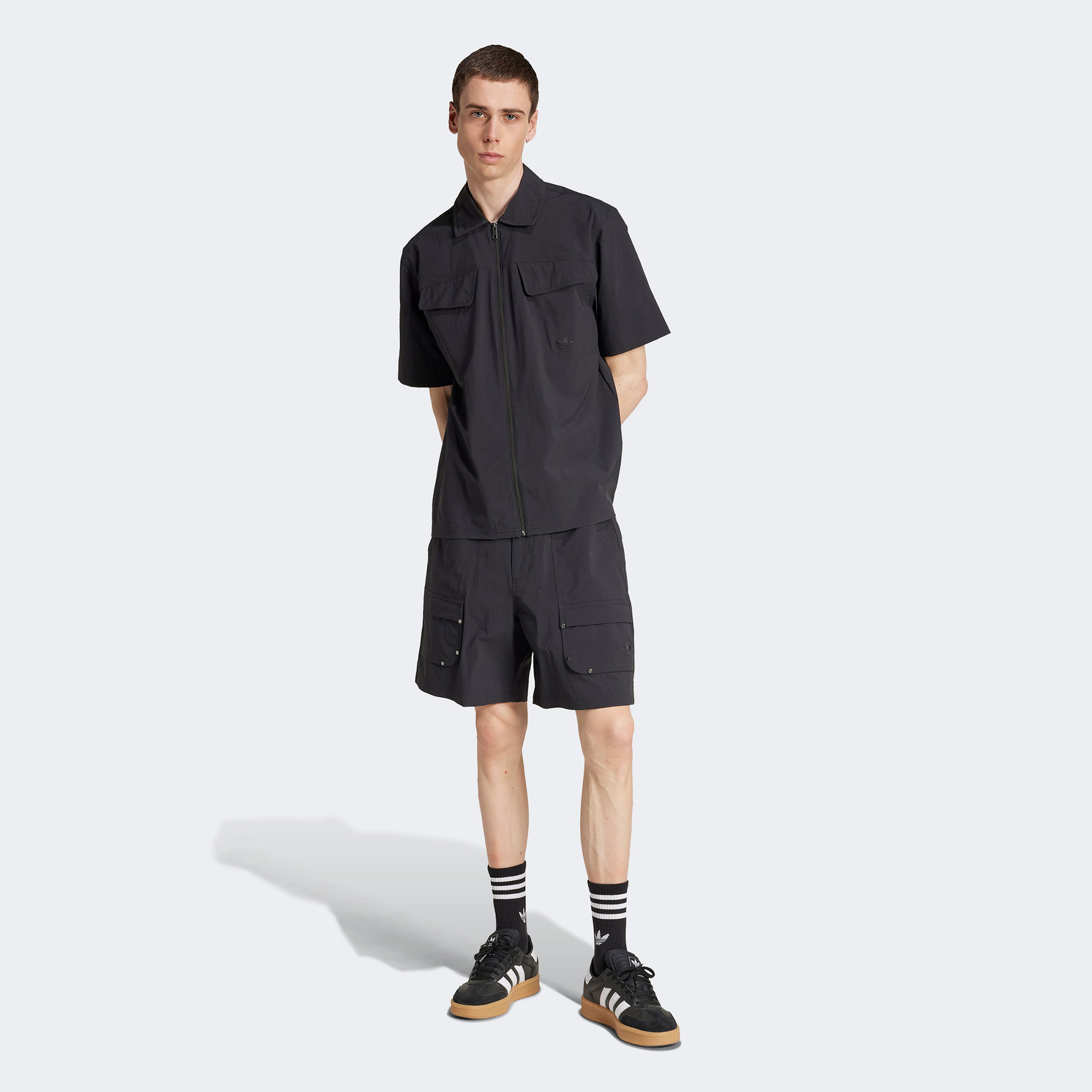 adidas Originals Essentials Erkek Fermuarlı Siyah Gömlek