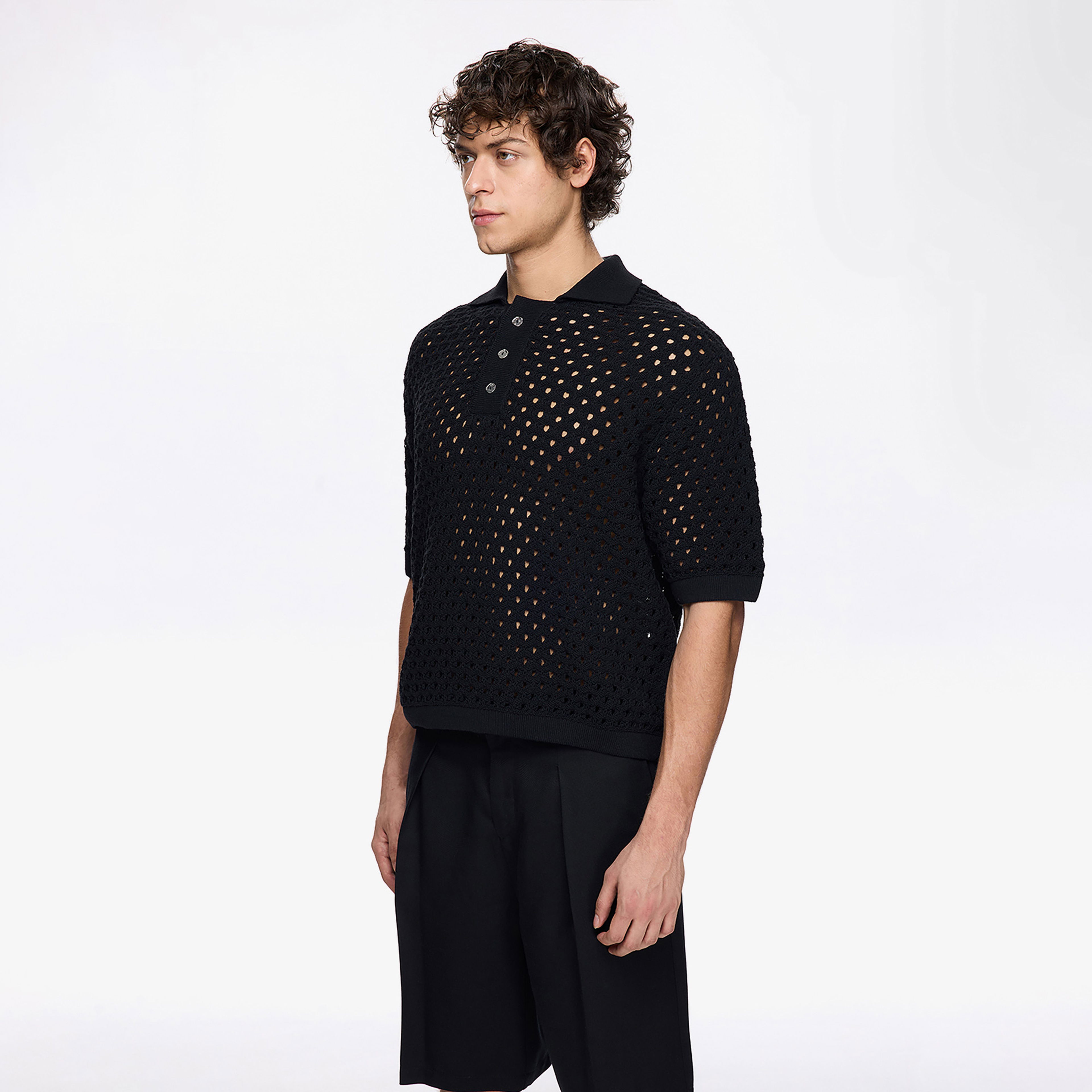 Les Benjamins Classic Knit 405 Erkek Siyah Polo