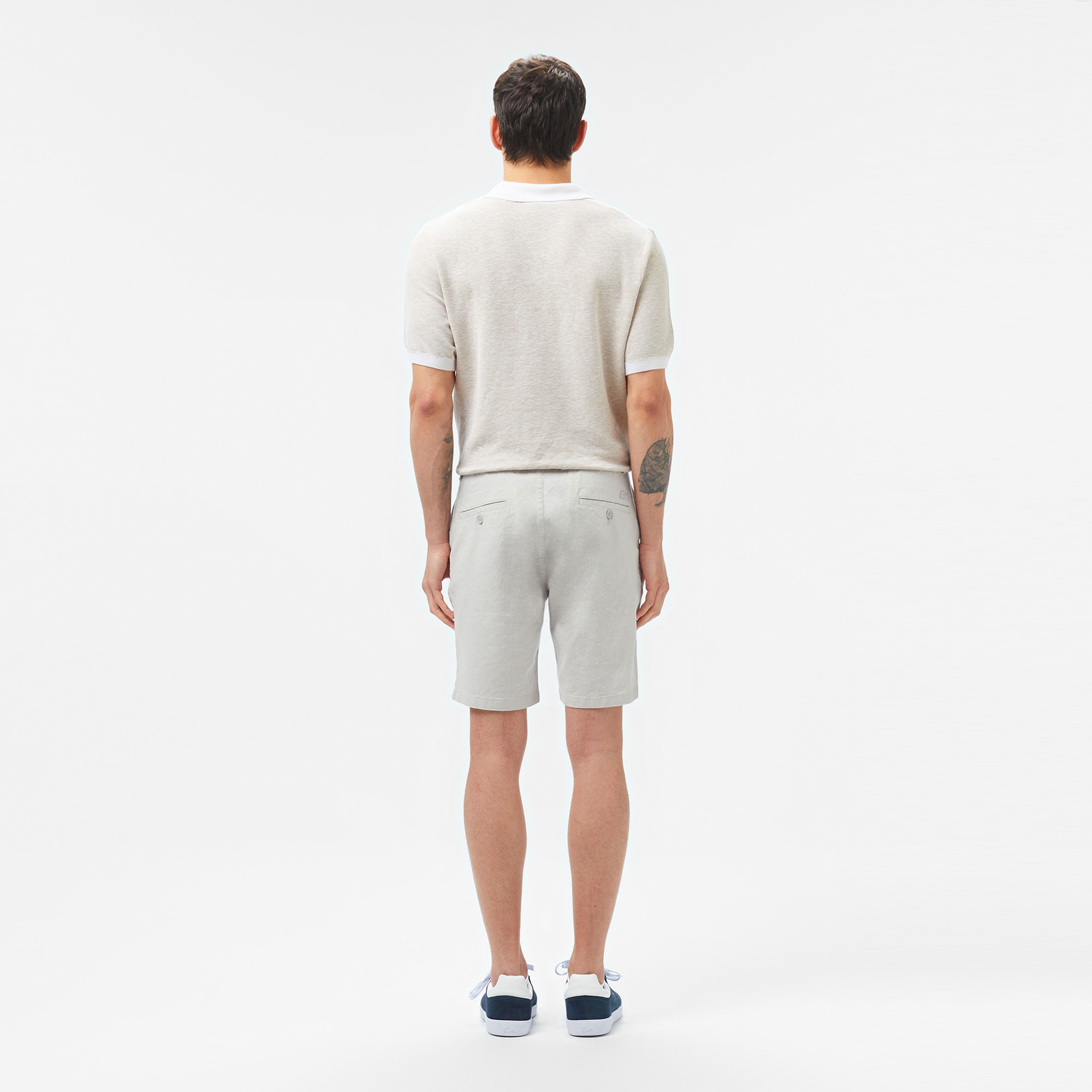 Lacoste Erkek Regular Fit Keten Gri Bermuda Şort