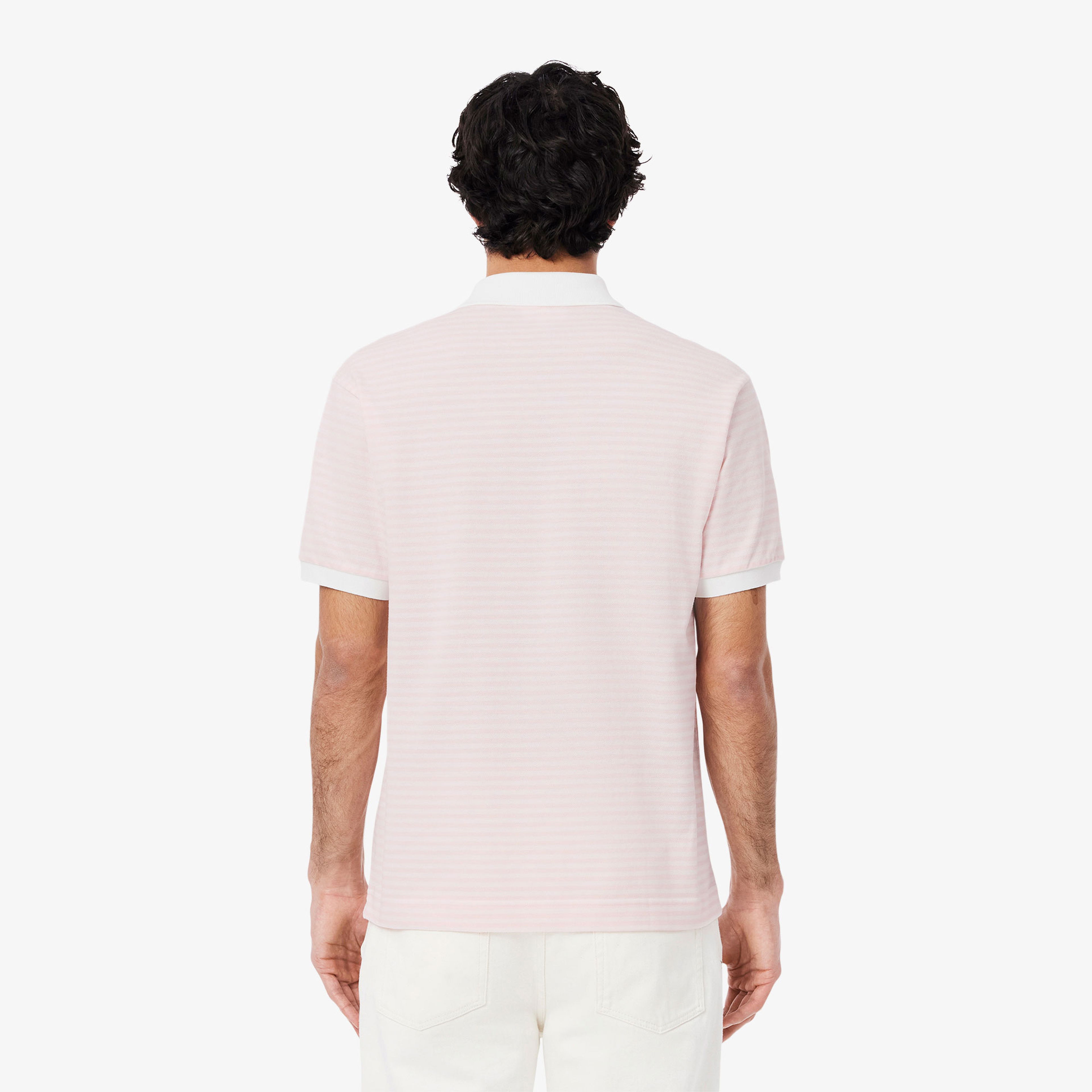 Lacoste L.12.12 Erkek Classic Fit Çizgili Pembe Polo