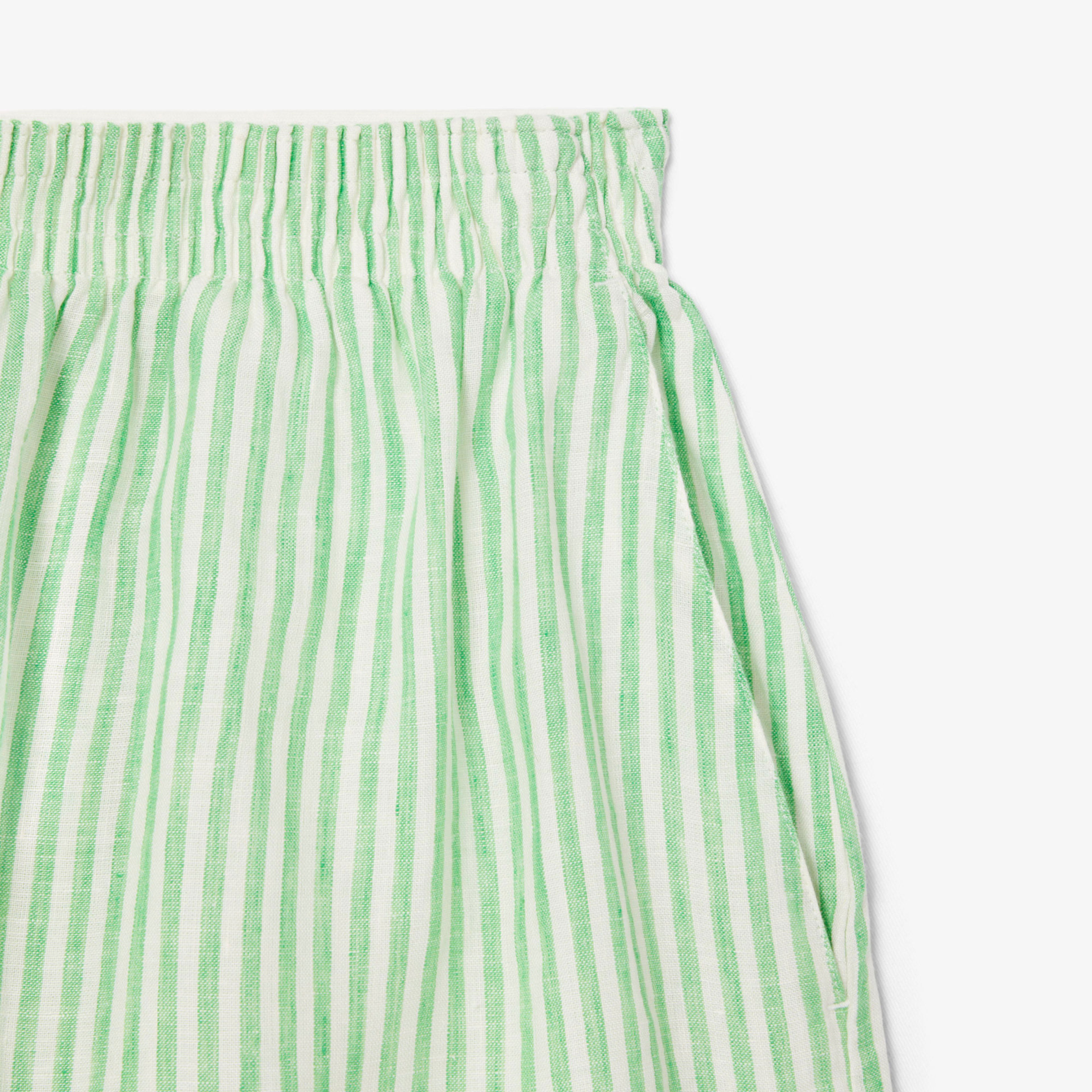Lacoste Kadın Loose Fit Çizgili Yeşil Şort