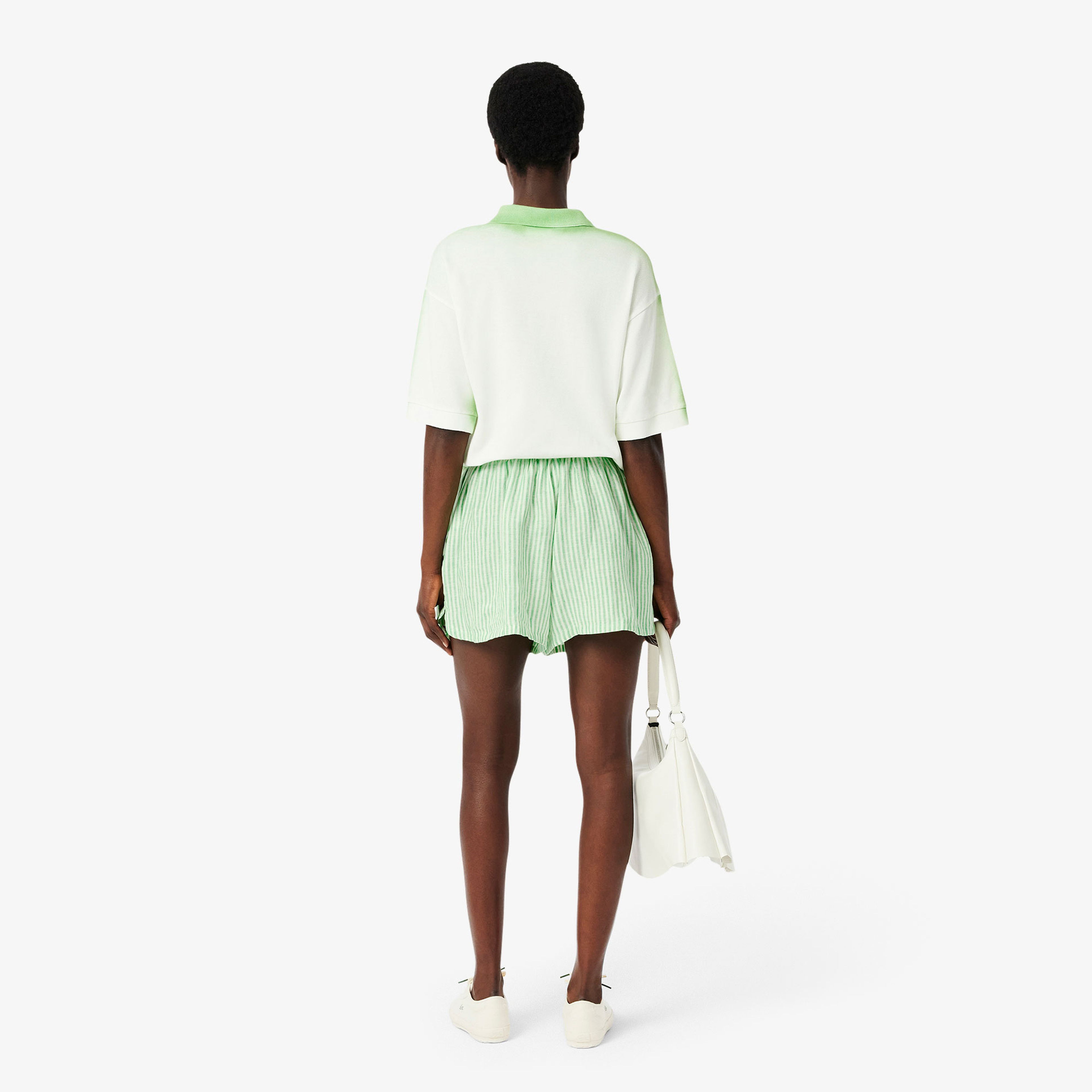 Lacoste Kadın Loose Fit Çizgili Yeşil Şort