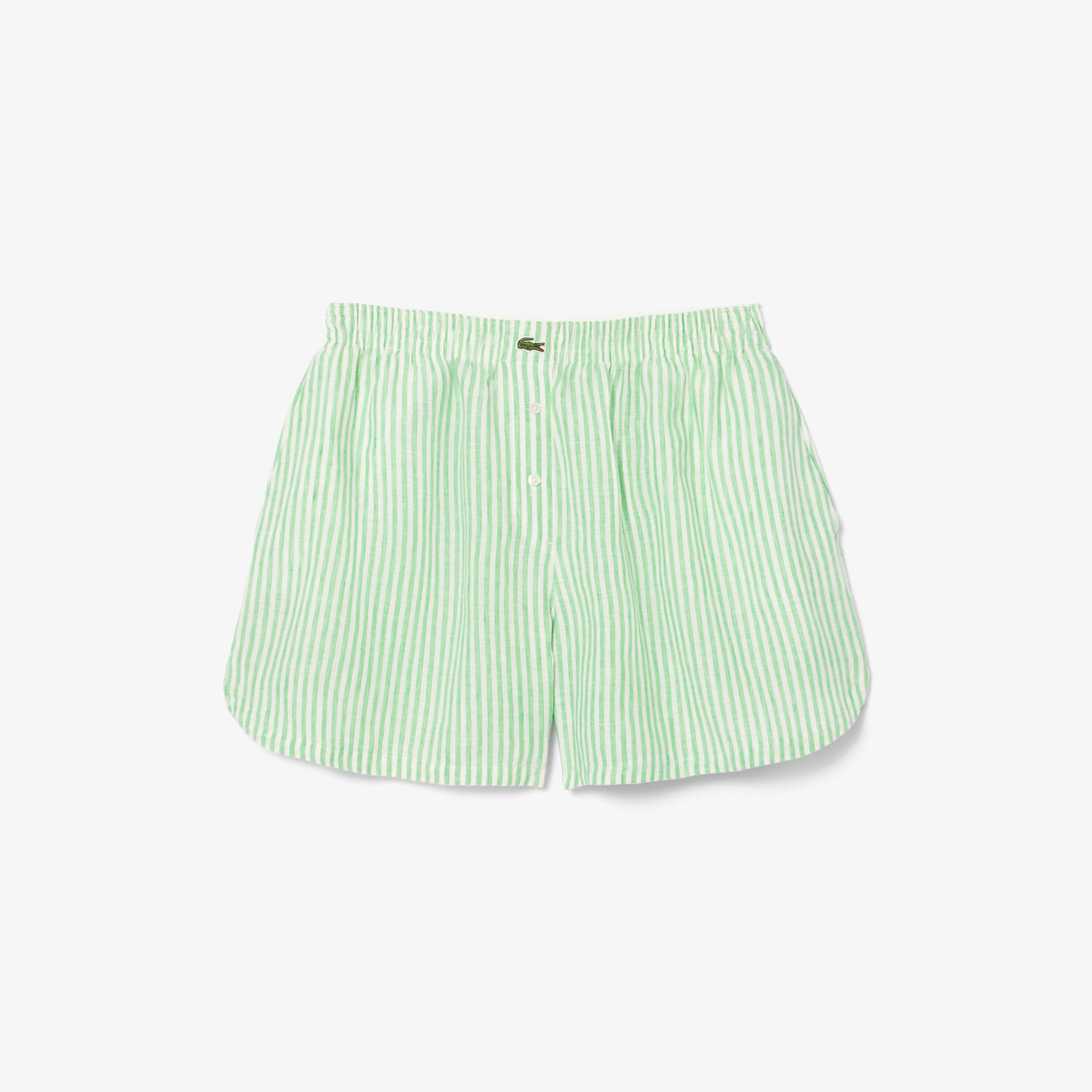 Lacoste Kadın Loose Fit Çizgili Yeşil Şort
