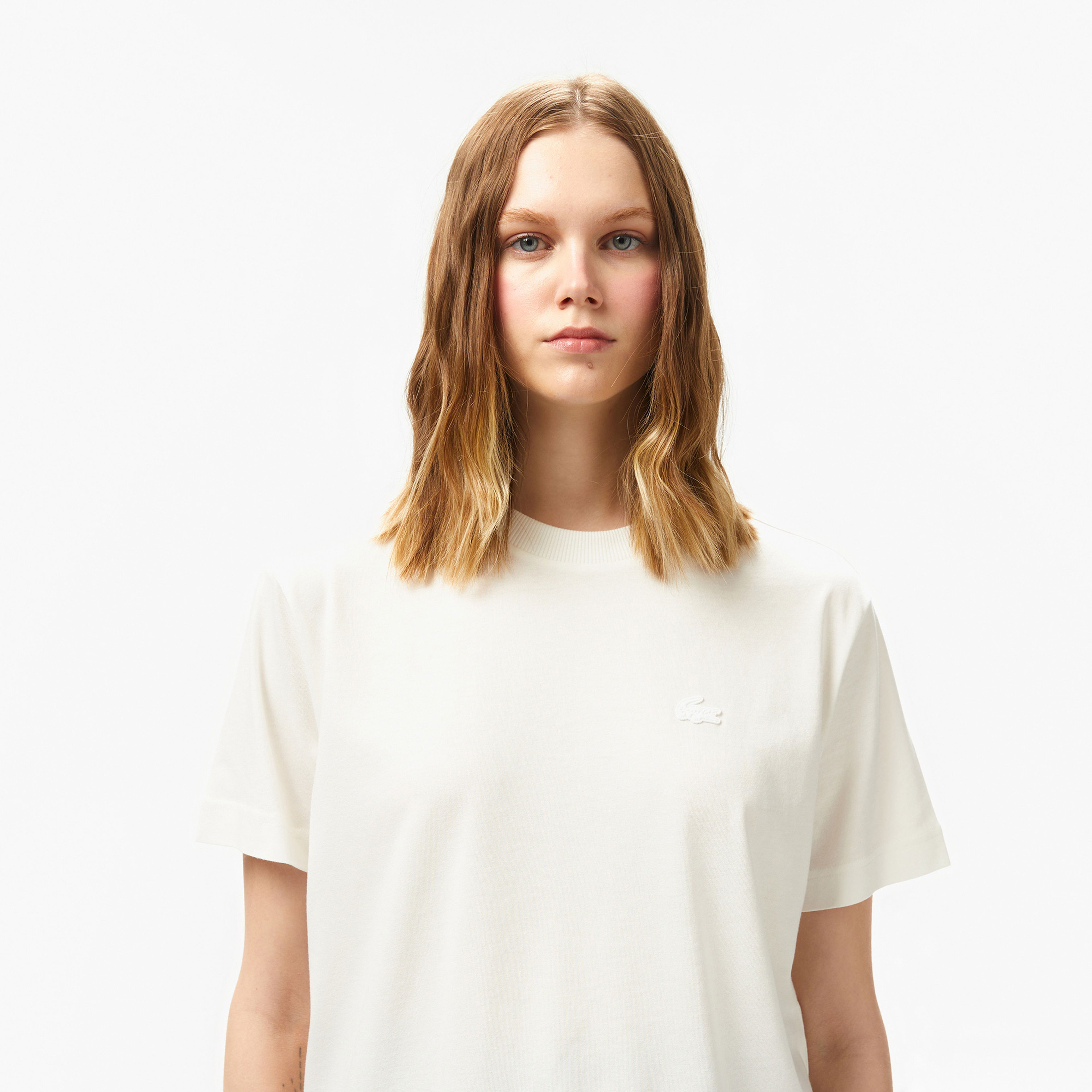 Lacoste Loose Fit Kadın Beyaz T-Shirt