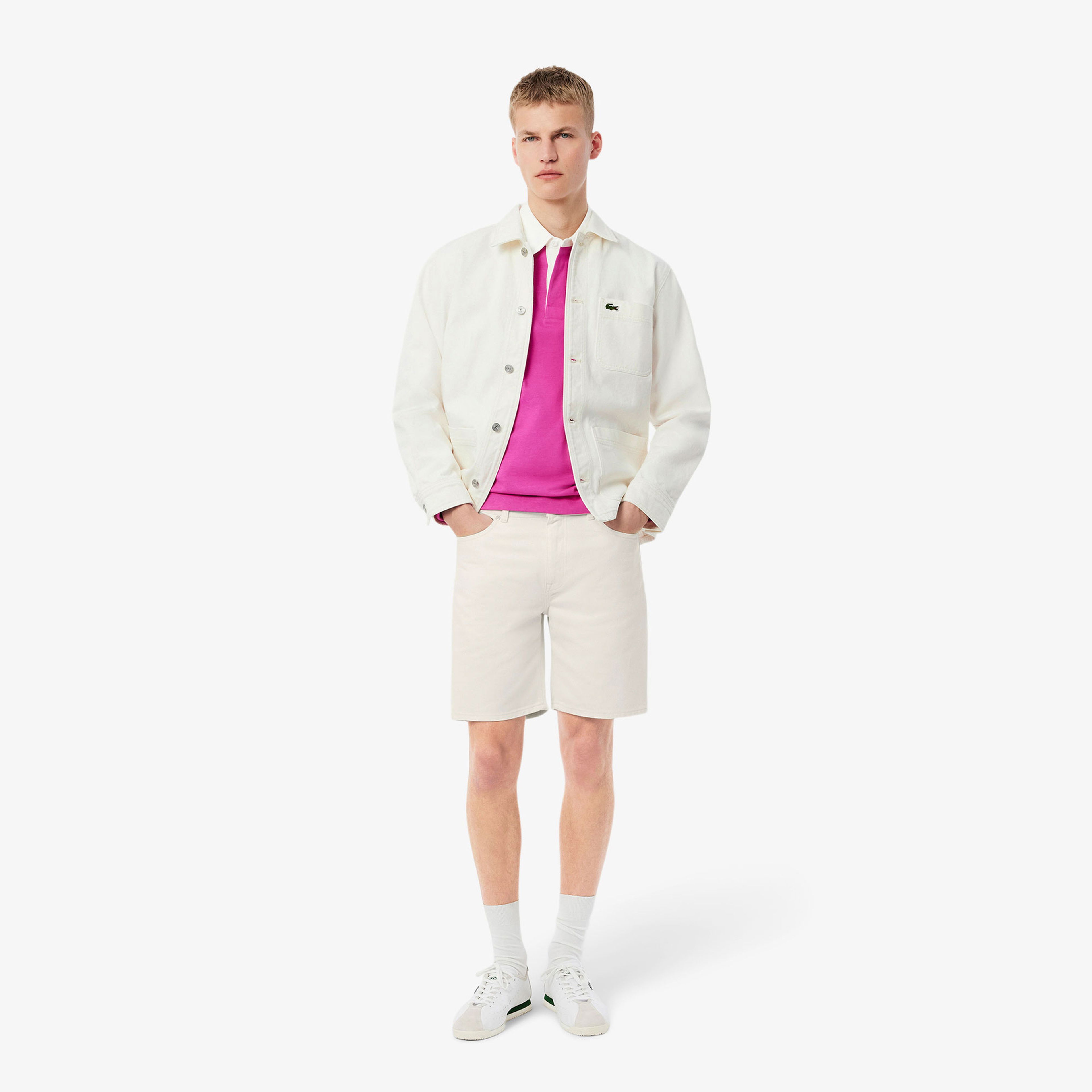 Lacoste Erkek Straight Fit Denim Beyaz Bermuda Şort