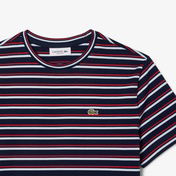 Lacoste Kadın Regular Fit Bisiklet Yaka Çizgili Lacivert T-Shirt
