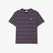 Lacoste Kadın Regular Fit Bisiklet Yaka Çizgili Lacivert T-Shirt