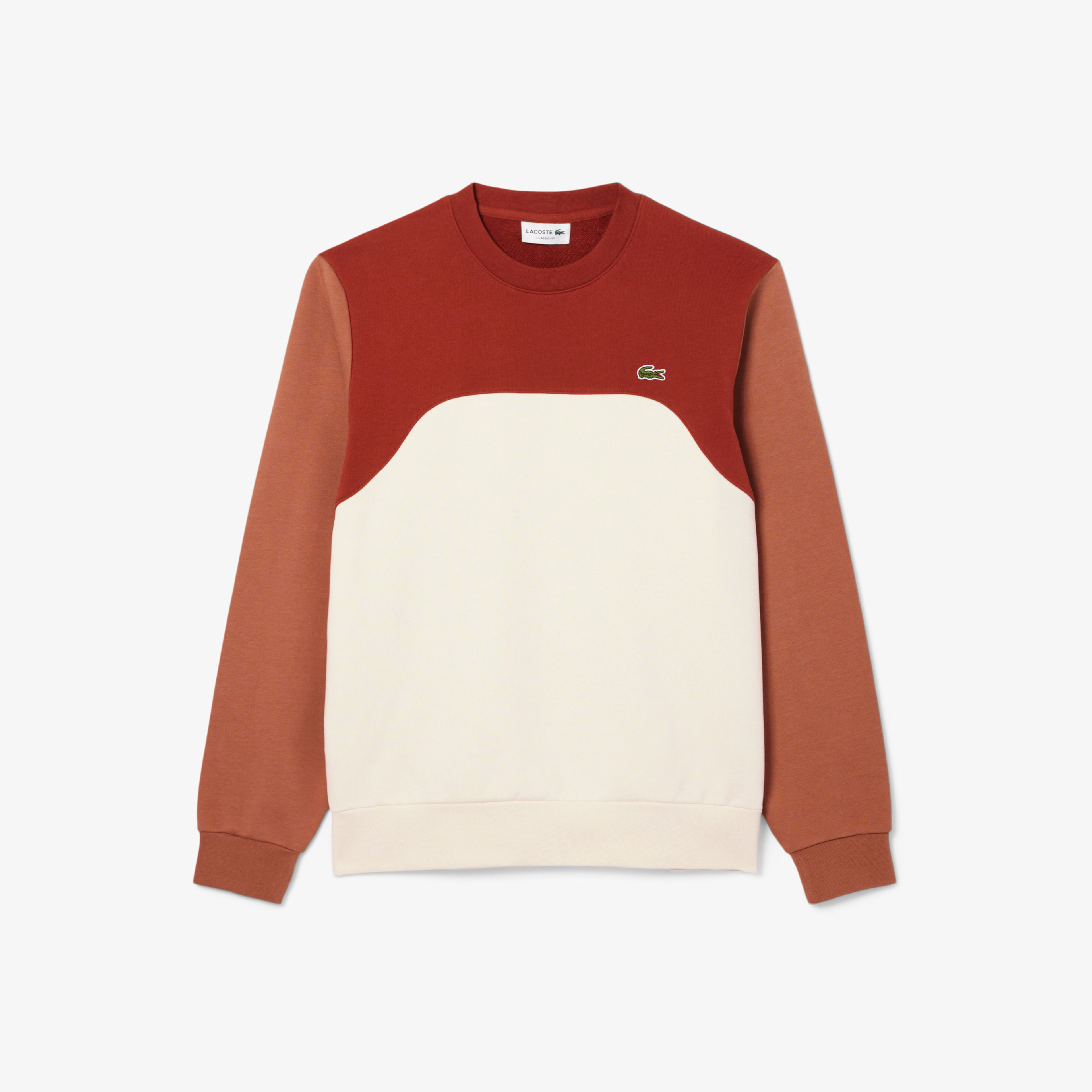 Lacoste Erkek Classic Fit Bisiklet Yaka Renk Bloklu Bordo Sweatshirt