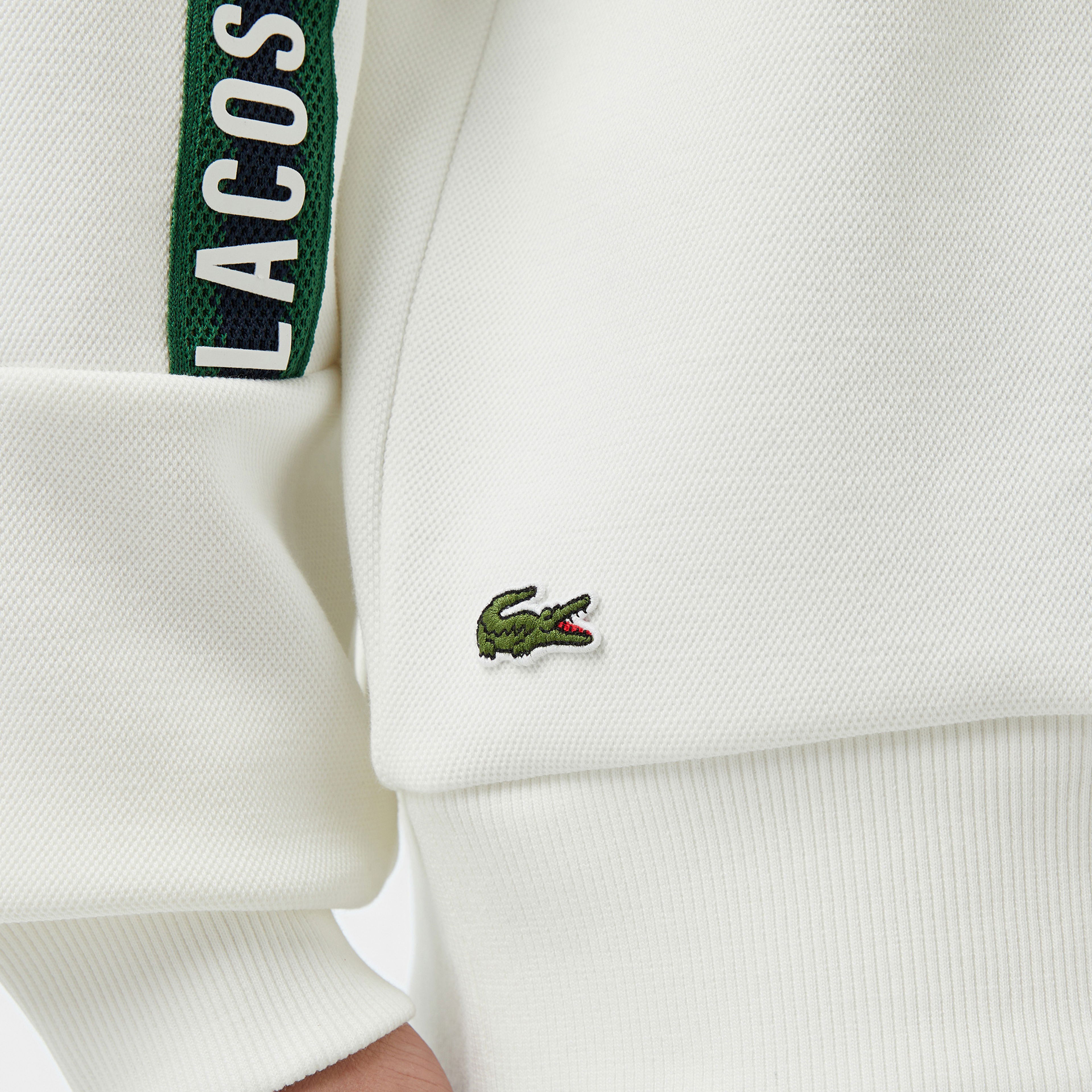Lacoste Erkek Classic Fit Bisiklet Yaka Baskılı Beyaz Sweatshirt