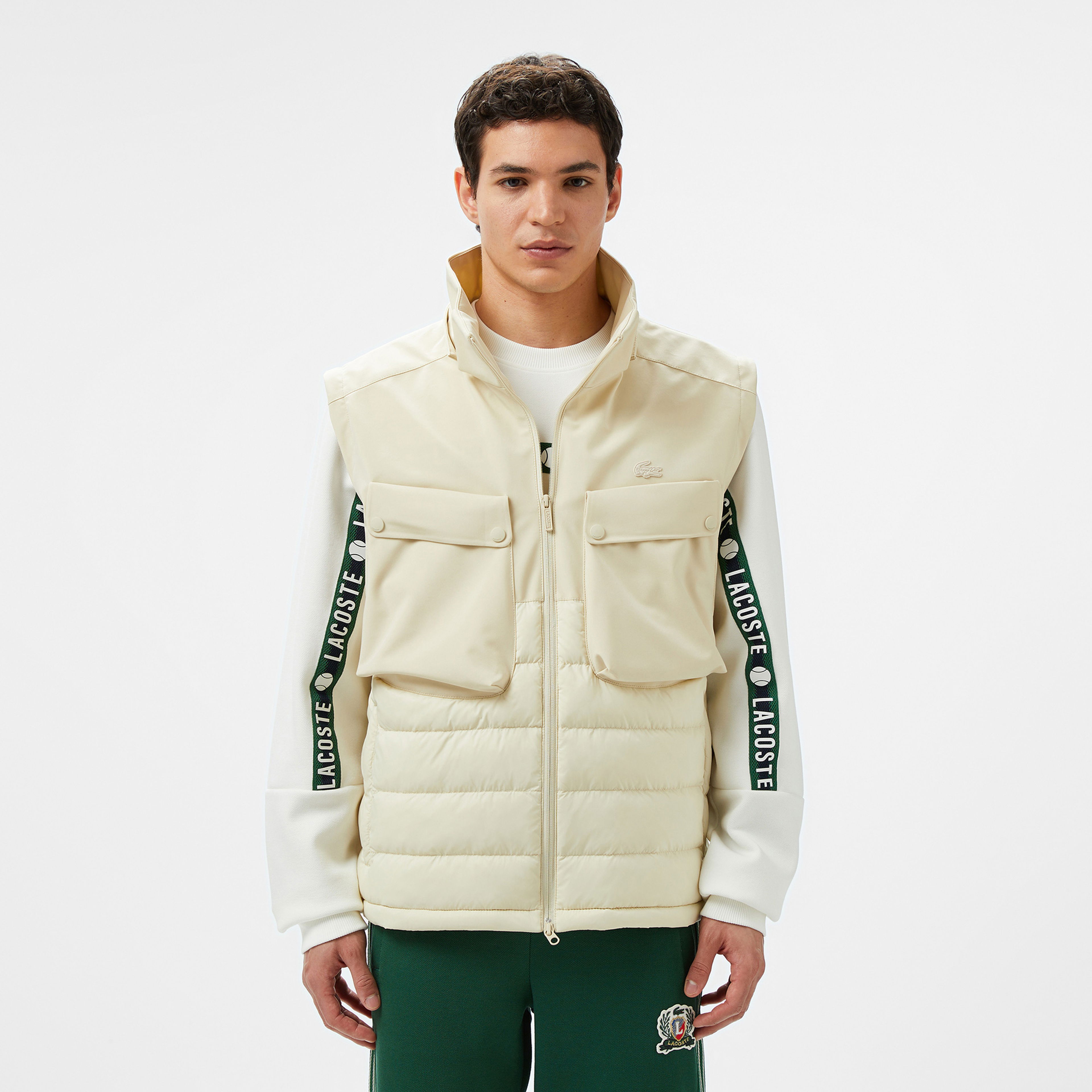 Lacoste Erkek Regular Fit Kapüşonlu Baskılı Krem Mont