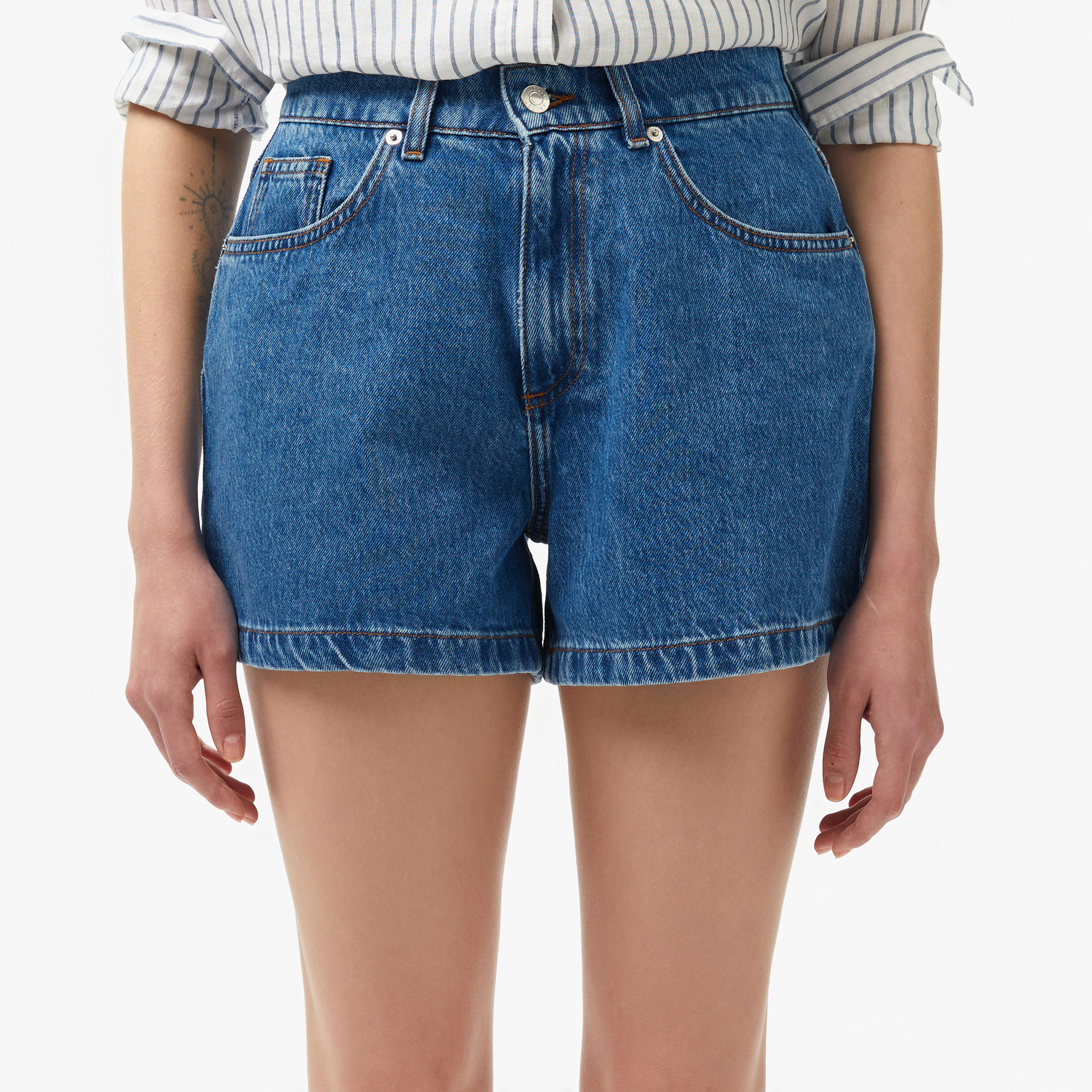 Lacoste Kadın Regular Fit Denim Koyu Mavi Şort