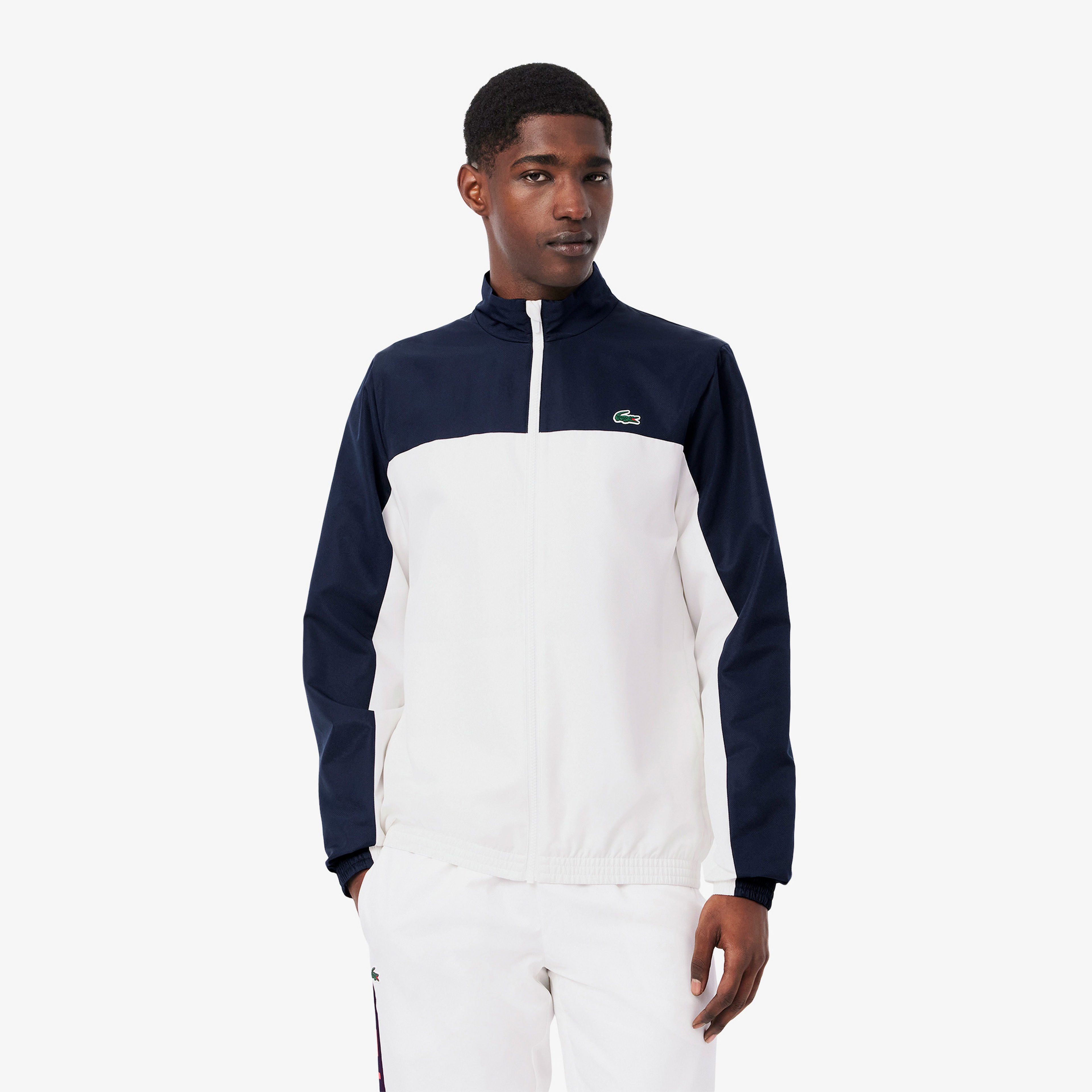 Lacoste Erkek Regular Fit Fermuarlı Renk Bloklu Beyaz Eşofman Takımı