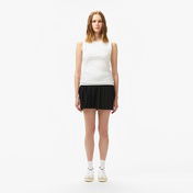 Lacoste Kadın Slim Fit Kolsuz Bisiklet Yaka Beyaz T-Shirt