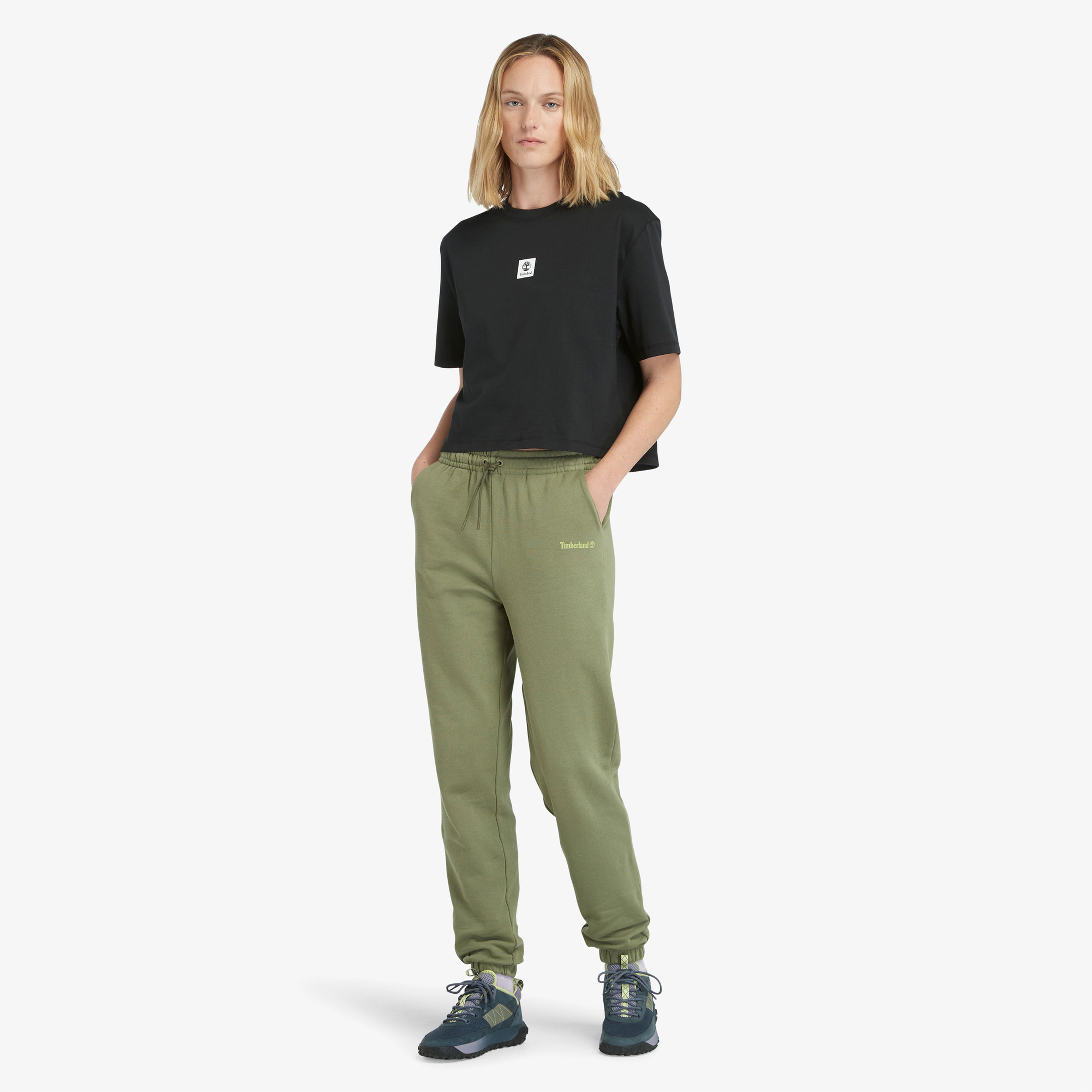 Timberland Stack Logo Sleeve Kadın Siyah T-Shirt