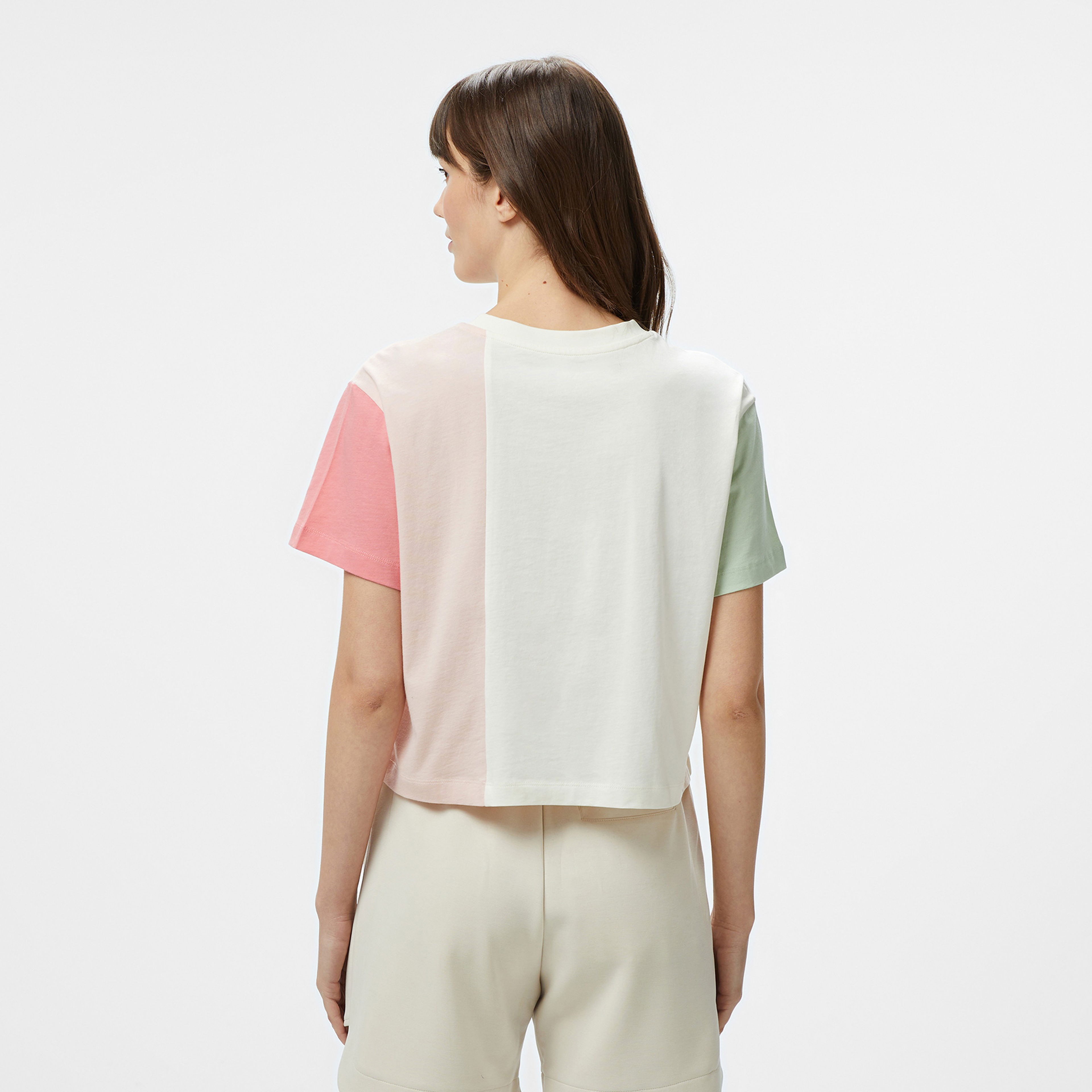 Nautica Kadın Pembe Regular Fit Renk Bloklu T-Shirt