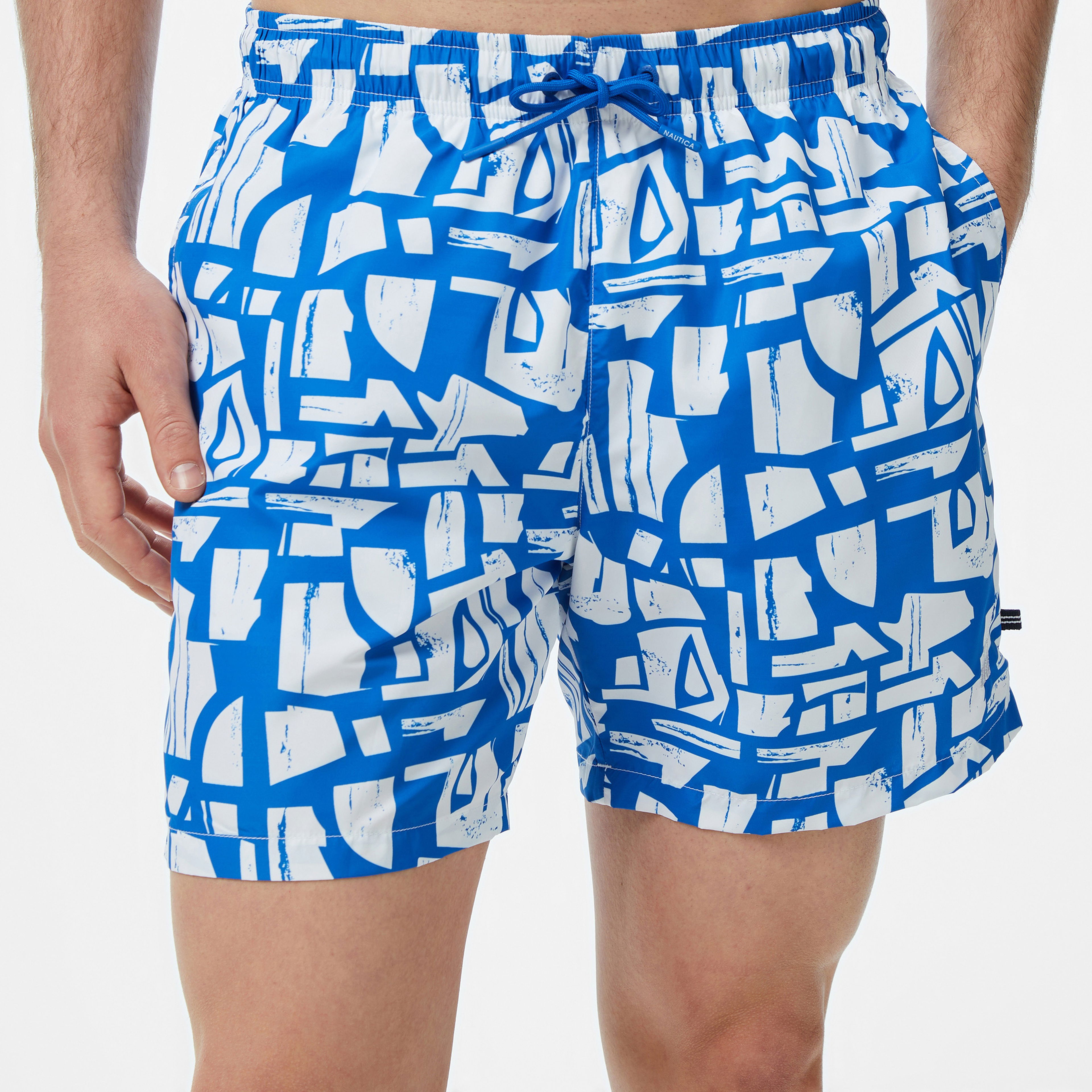 Nautica Regular Fit Desenli Erkek Mavi Mayo