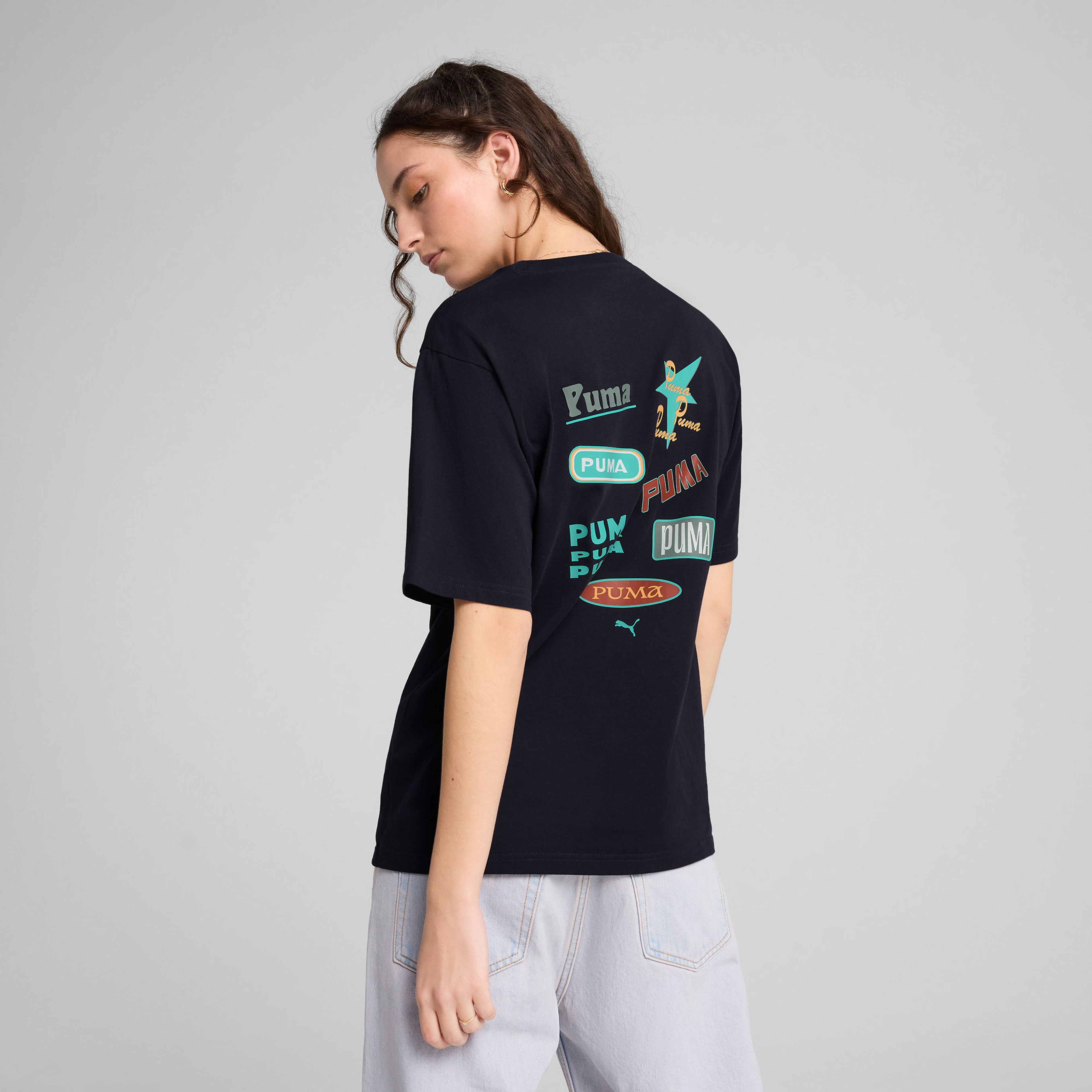 Puma Wardrobe Ess Graphic Kadın Lacivert T-Shirt