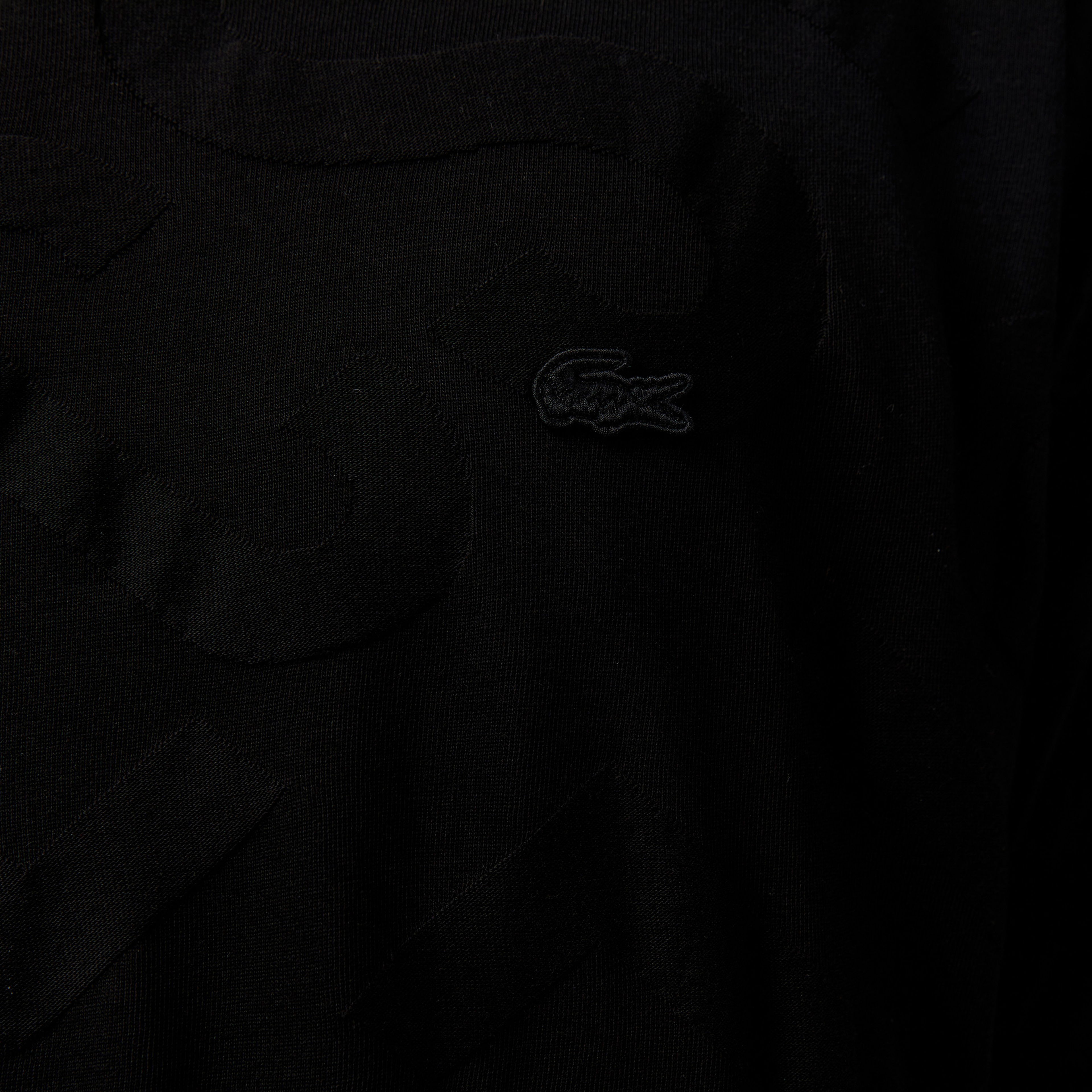 Lacoste Erkek Bisiklet Yaka Desenli Siyah T-Shirt
