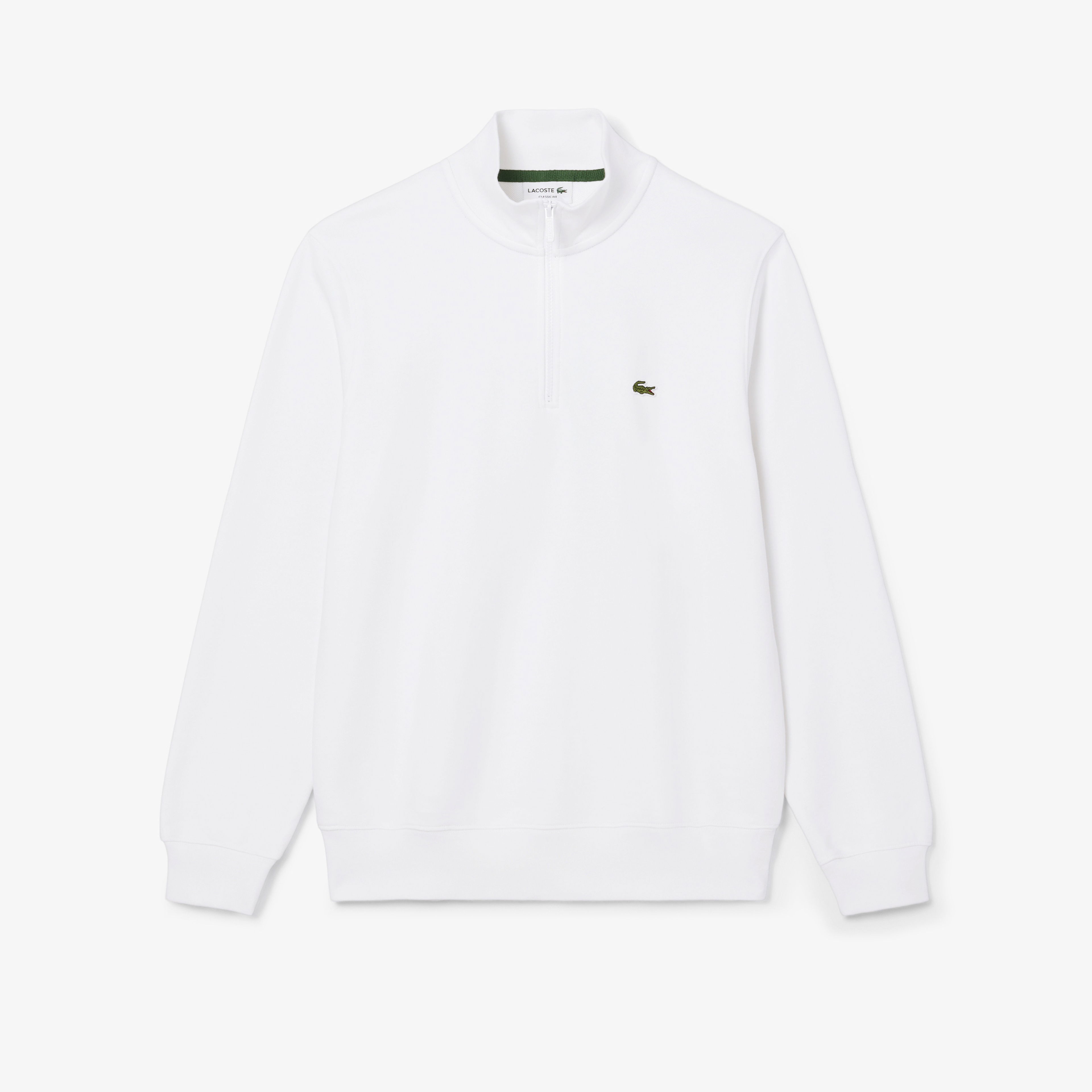 Lacoste Erkek Classic Fit Yarım Fermuarlı Beyaz Sweatshirt