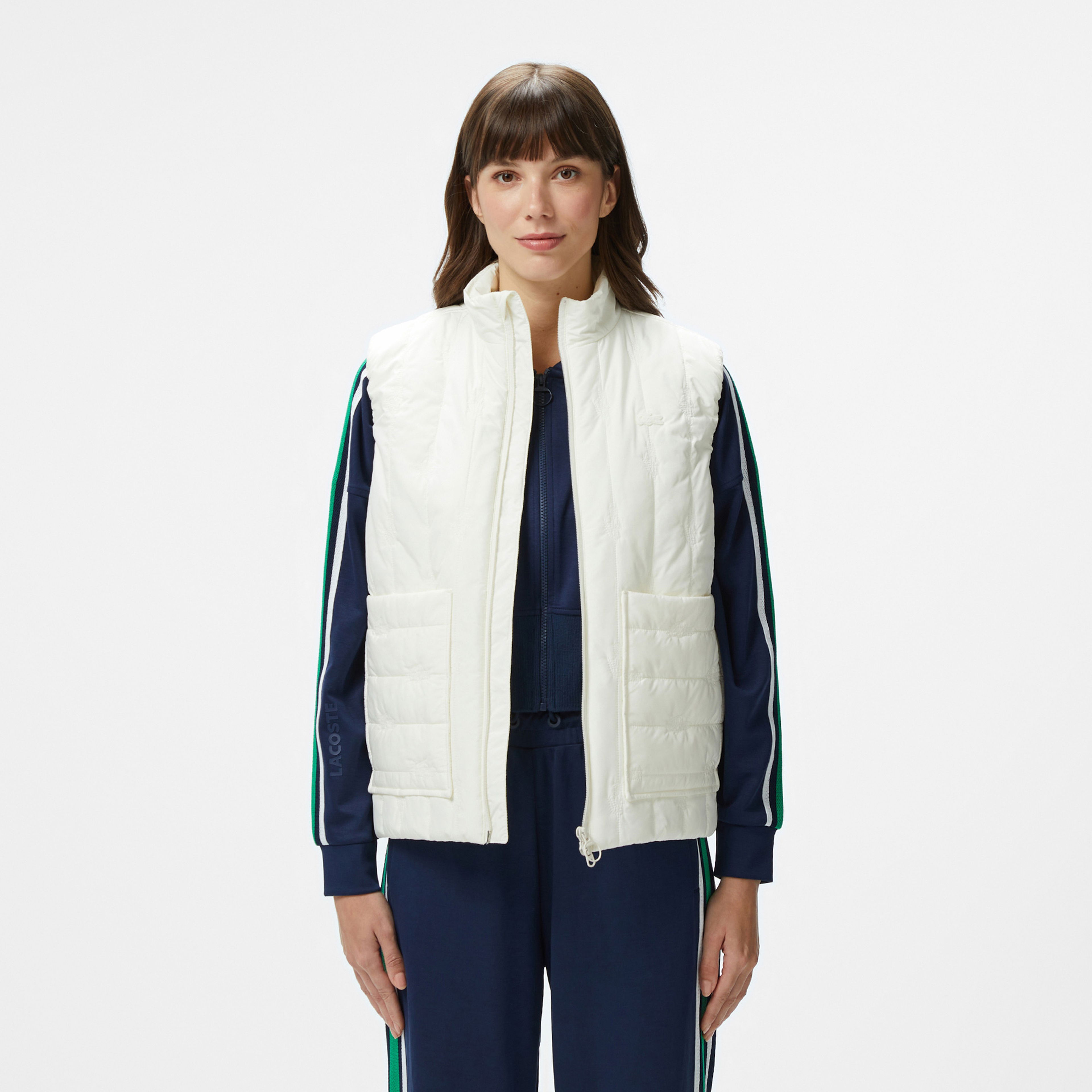 Lacoste Kadın Regular Fit Dik Yaka Kapitone Beyaz Yelek