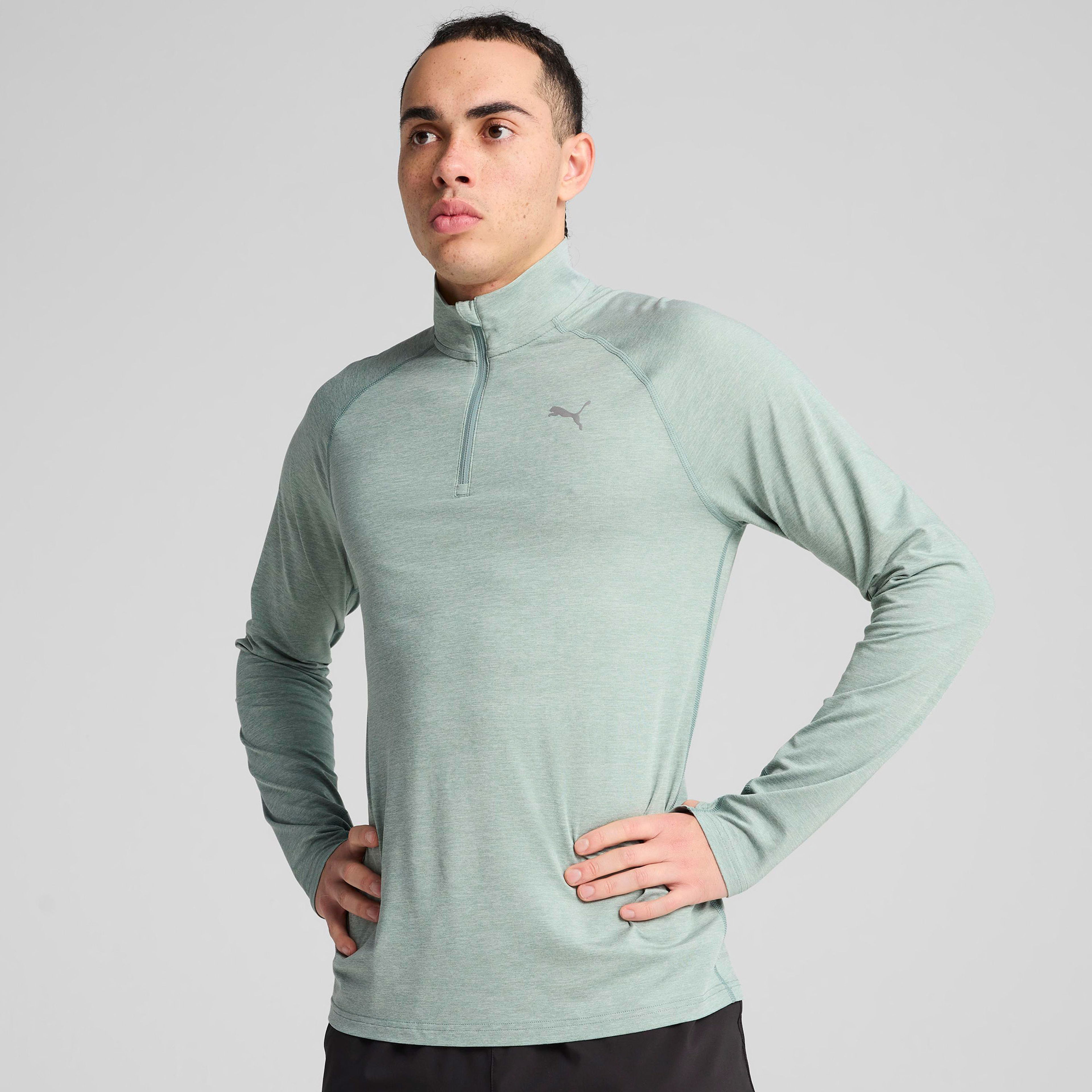Puma Run Veloty Cldspn 1/4 Zip Erkek Yeşil Sweatshirt