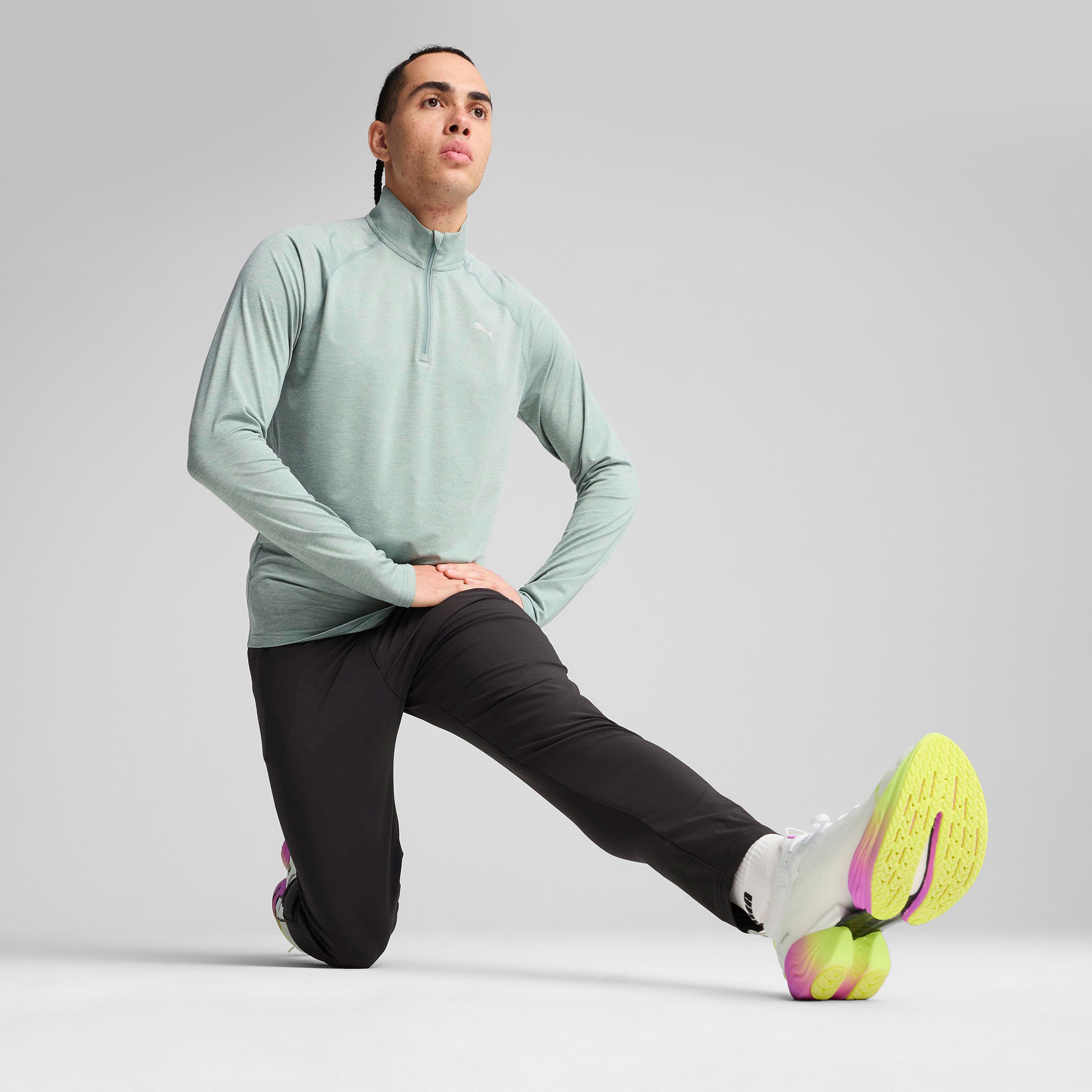 Puma Run Veloty Cldspn 1/4 Zip Erkek Yeşil Sweatshirt