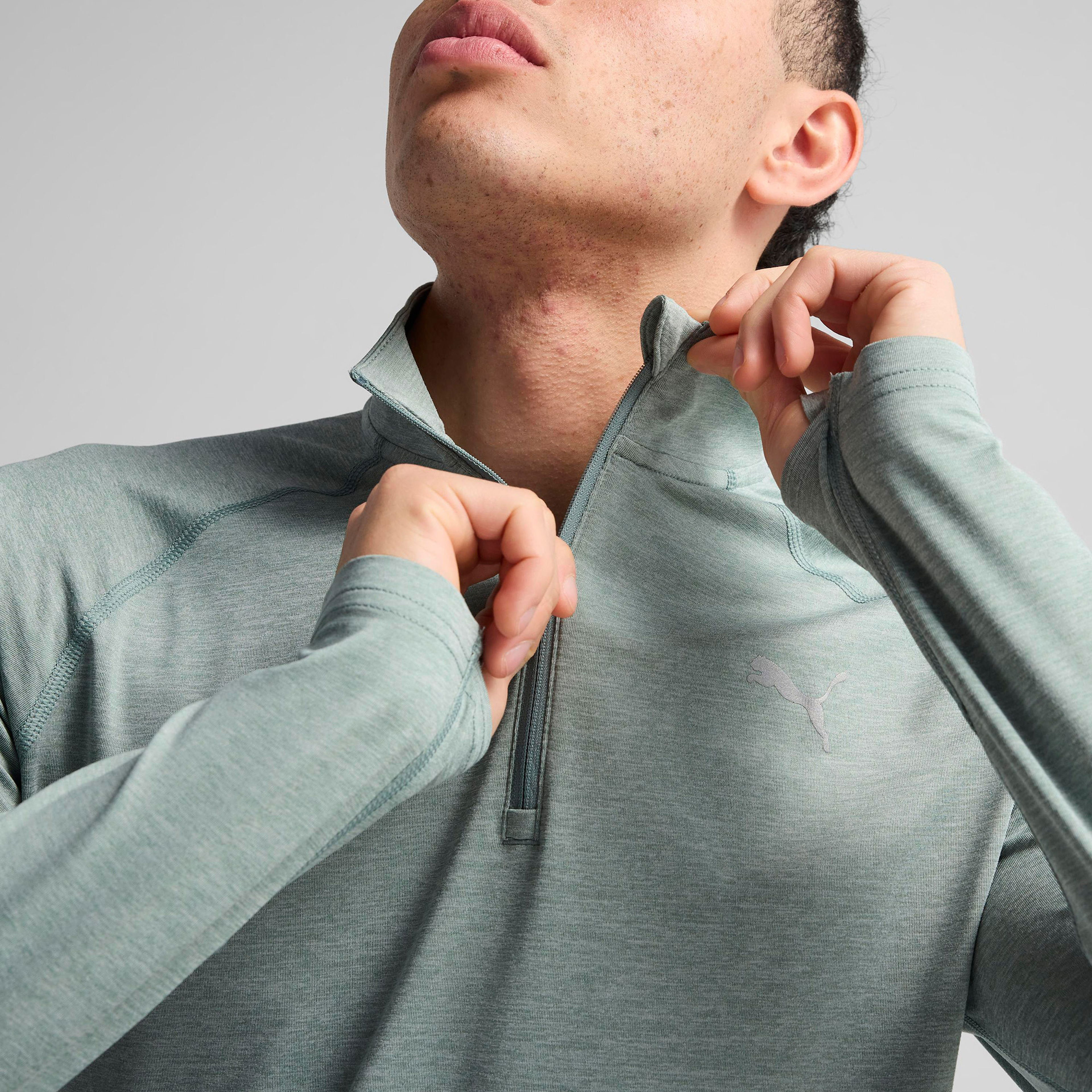 Puma Run Veloty Cldspn 1/4 Zip Erkek Yeşil Sweatshirt