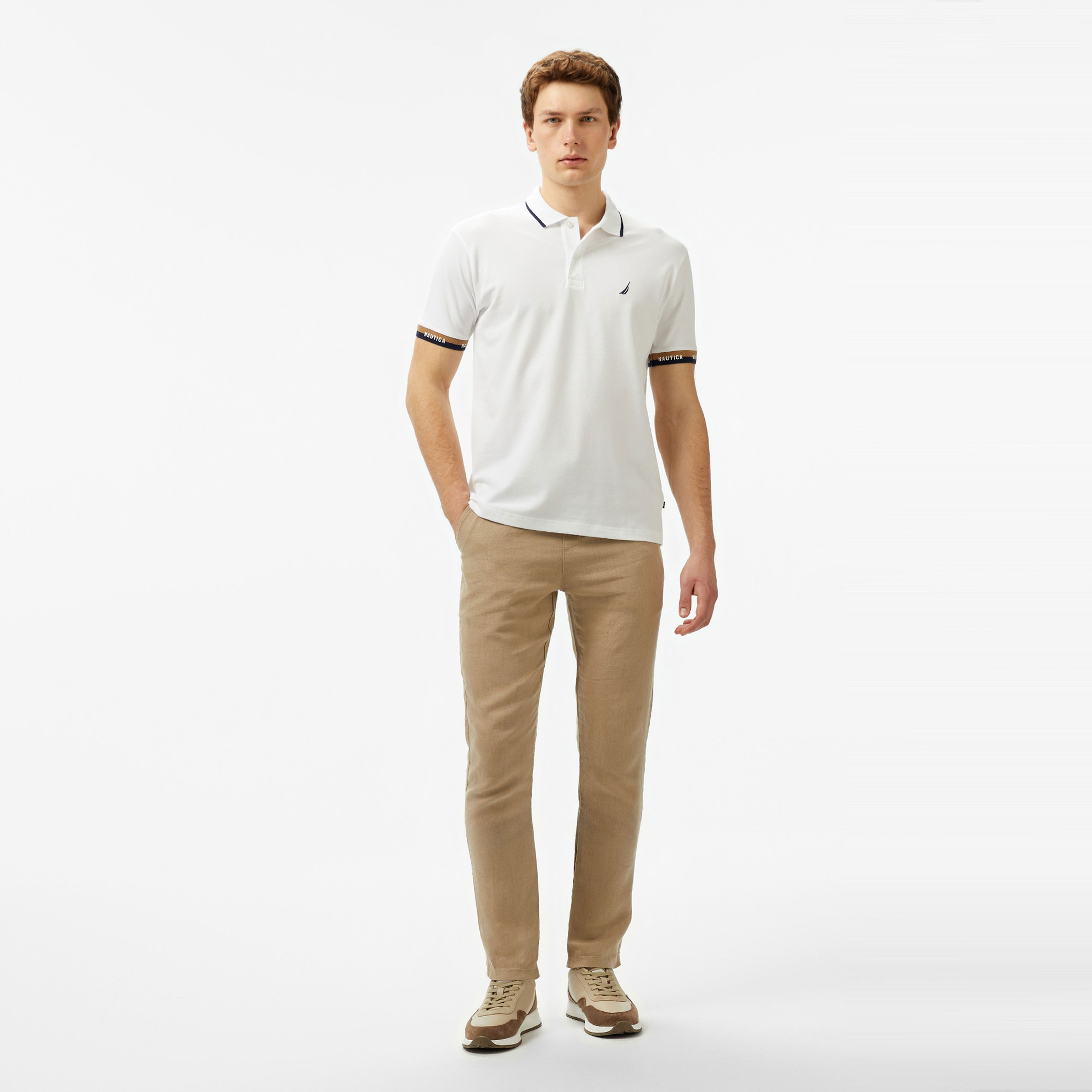 Nautica Erkek Beyaz Classic Fit Polo Yaka T-Shirt