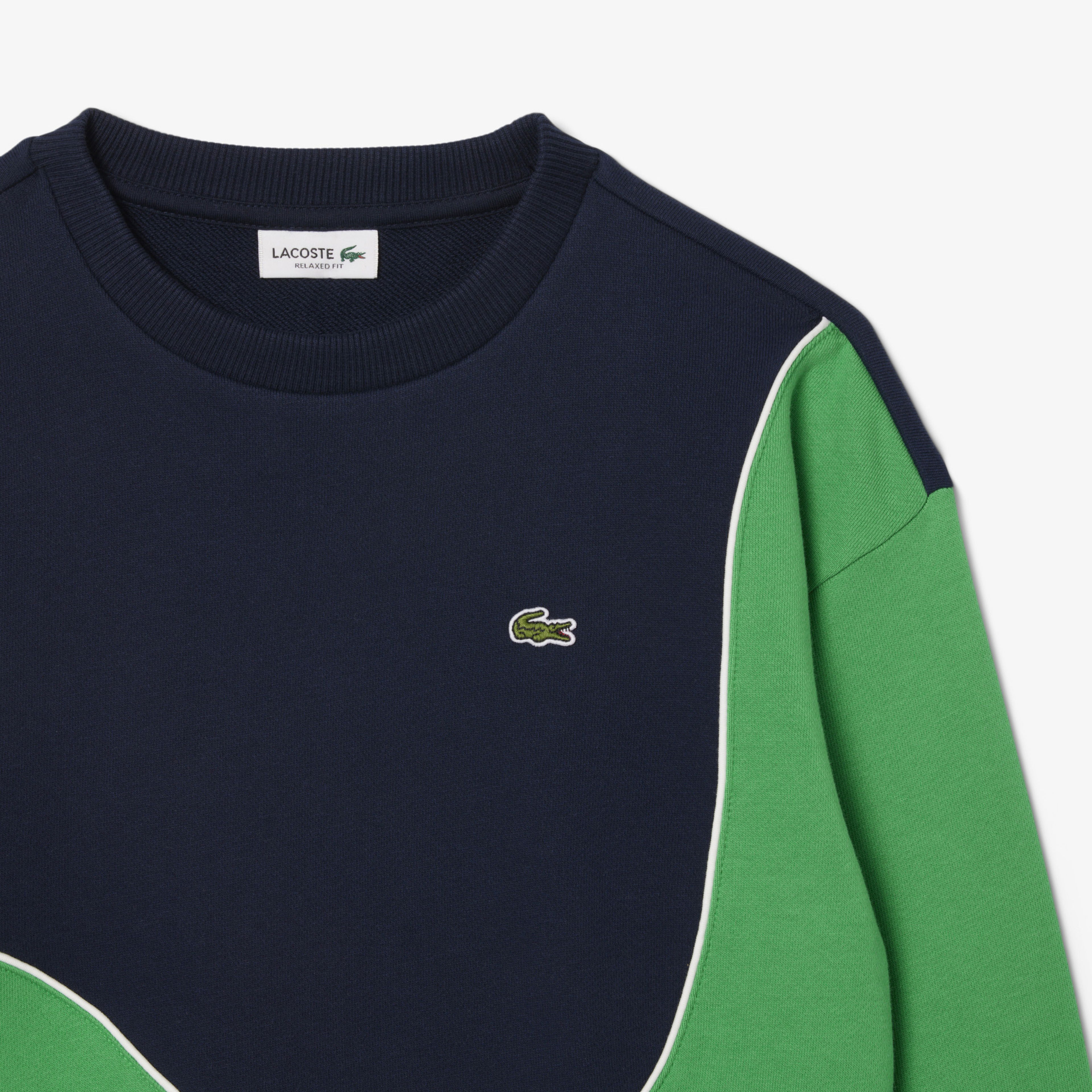 Lacoste Colour Block Fleece Çocuk Lacivert/Yeşil Sweatshirt