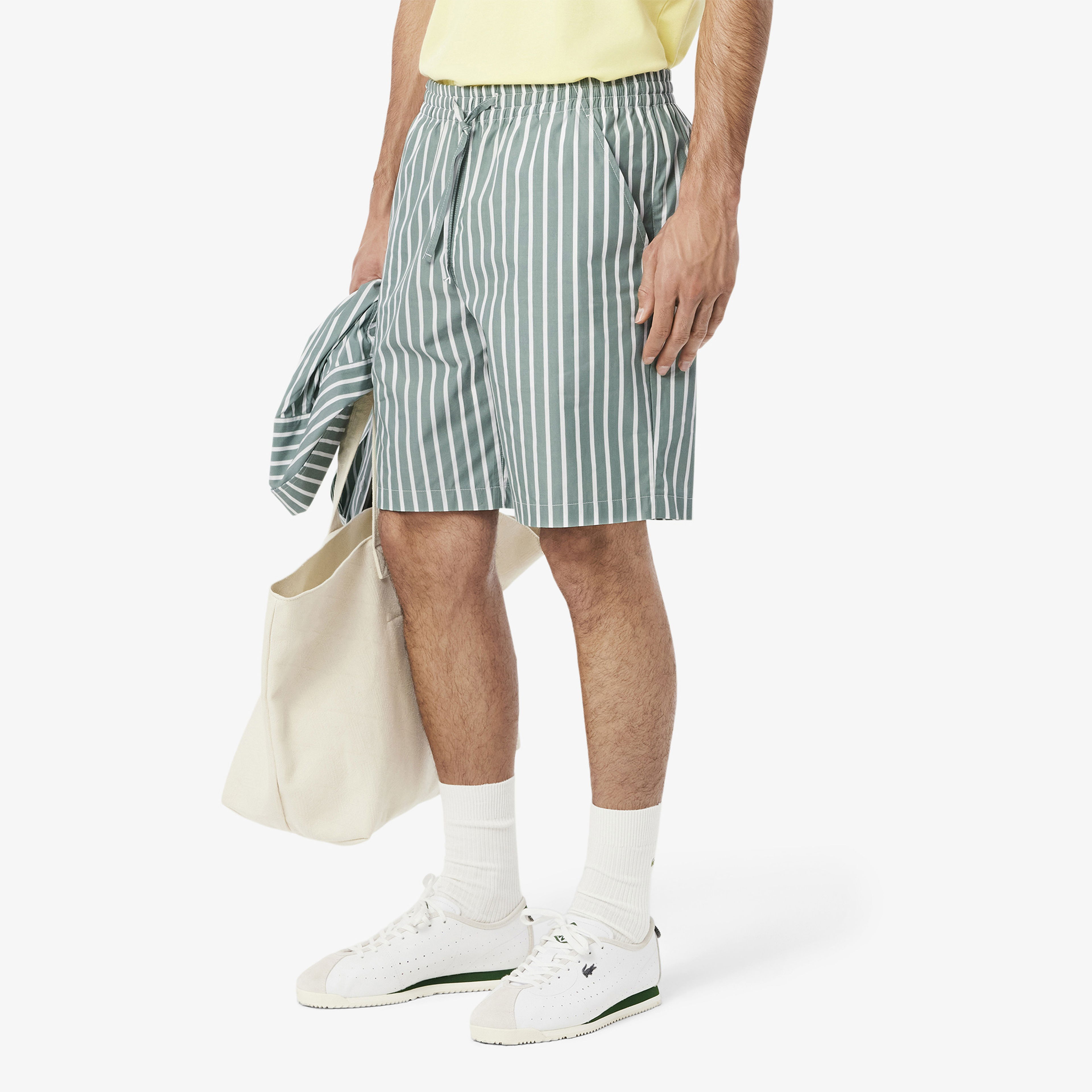 Lacoste Relaxed Fit Striped Çocuk Yeşil Şort