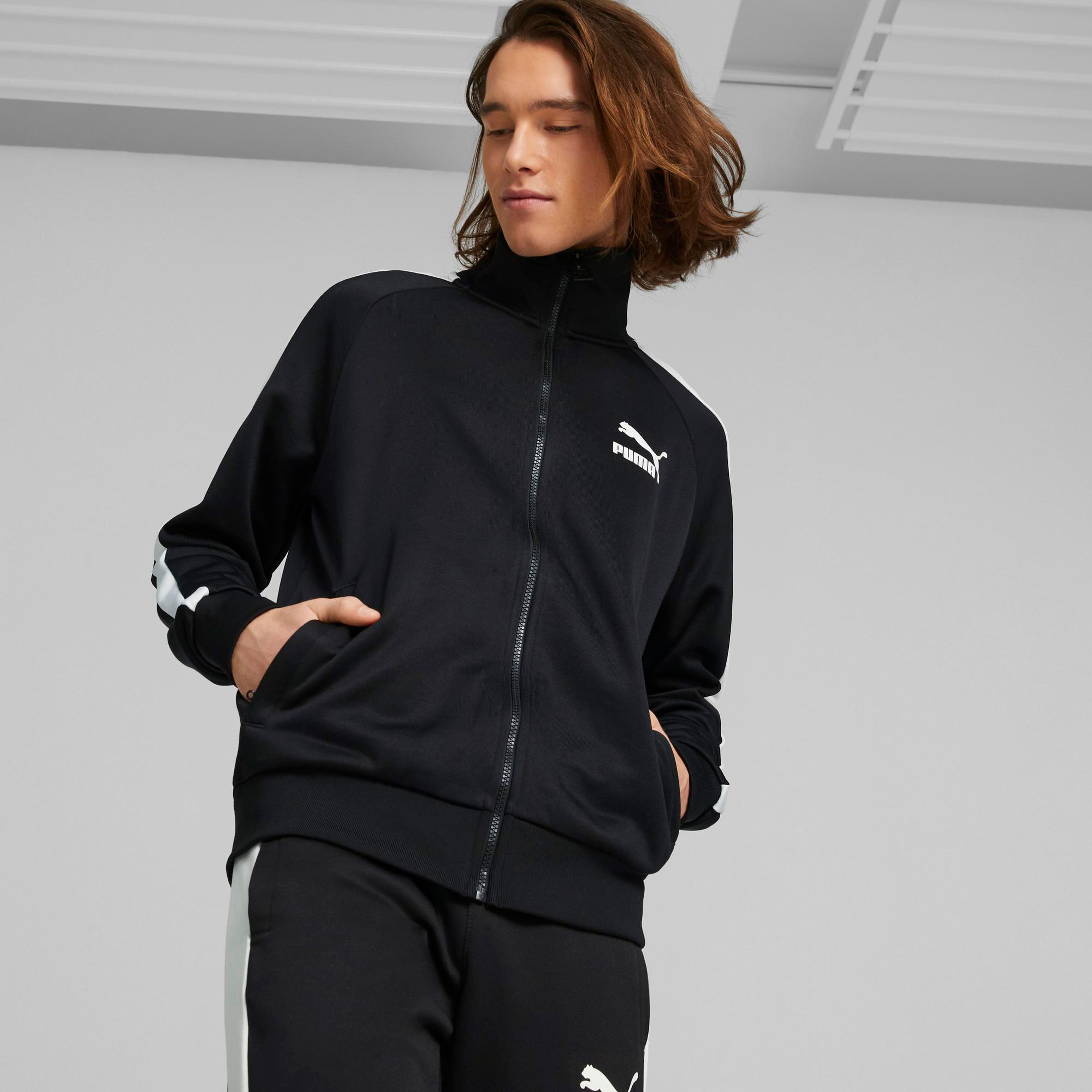 Puma Iconic T7 Erkek Siyah Eşofman Üstü