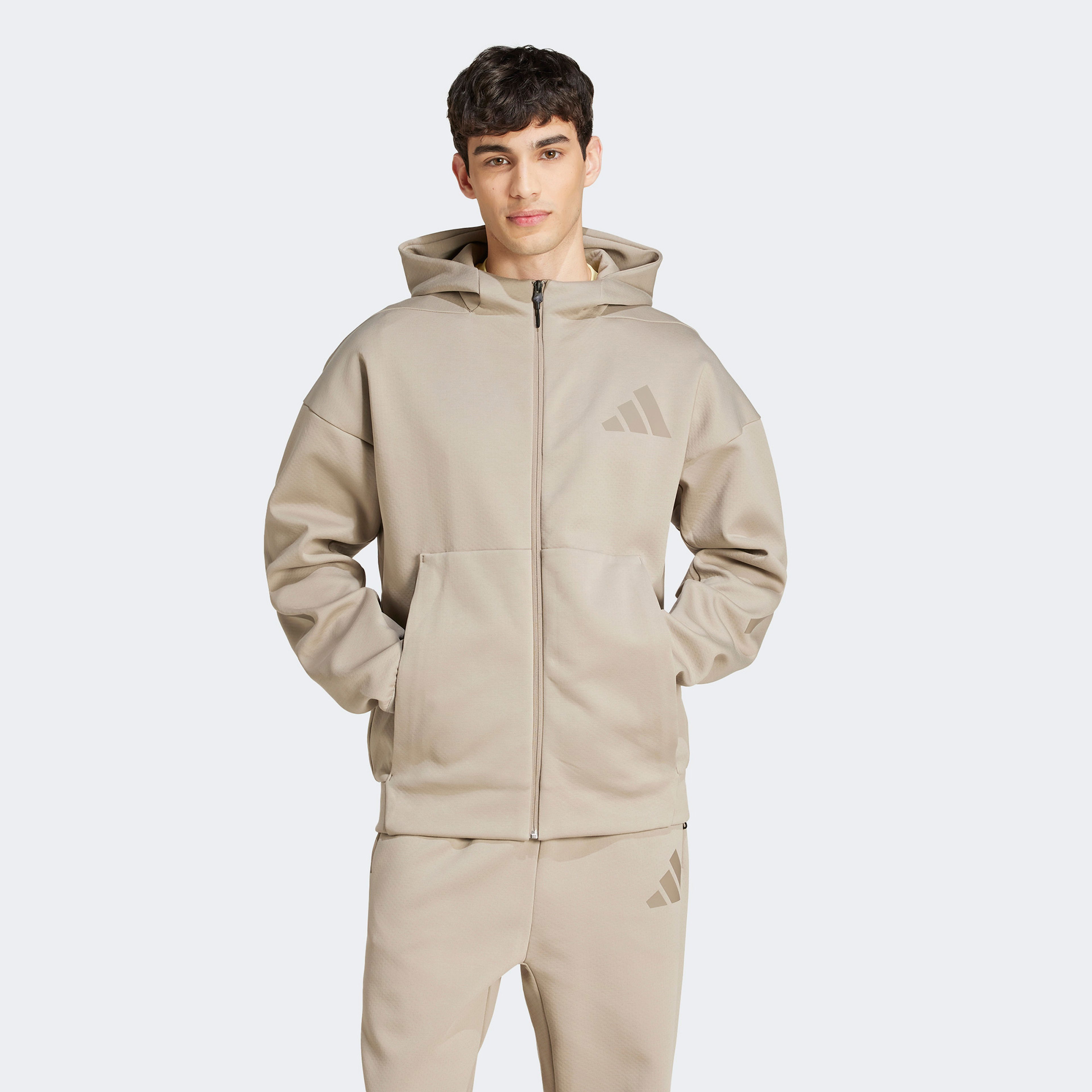 adidas Z.N.E. Full Zip Erkek Bej Sweatshirt