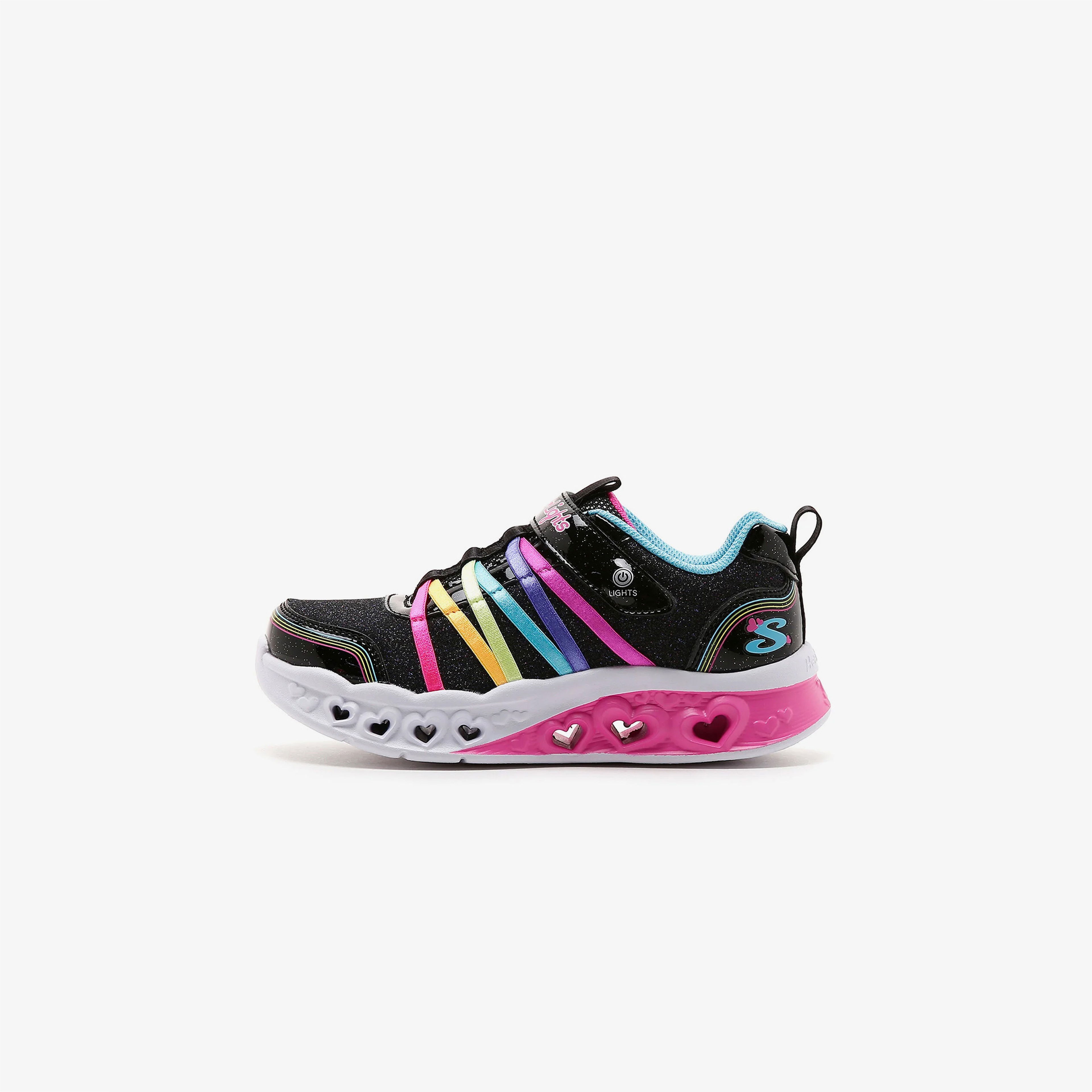 Skechers Flutter Heart Lights Rainbow Bestie Çocuk Siyah Spor Ayakkabı