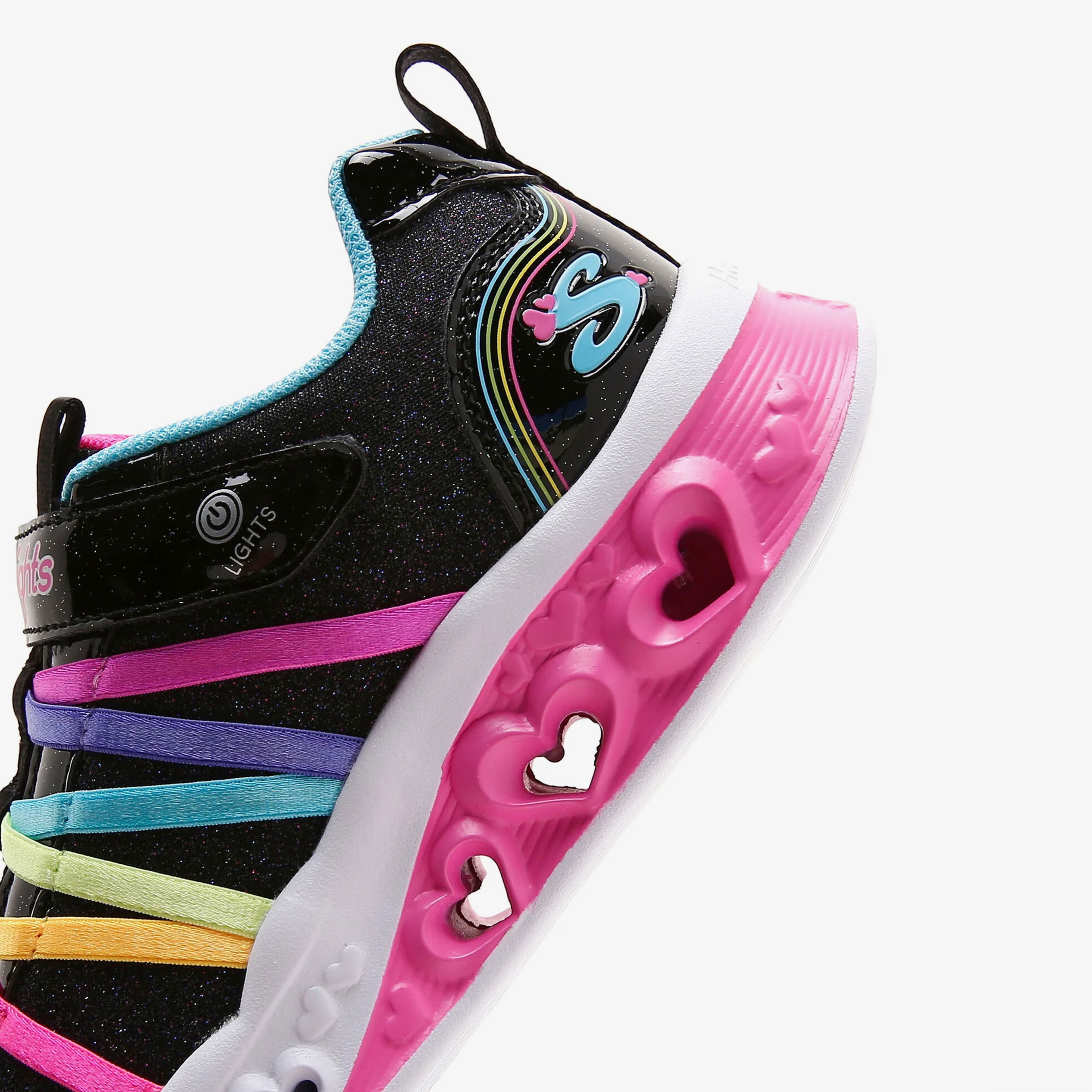 Skechers Flutter Heart Lights Rainbow Bestie Çocuk Siyah Spor Ayakkabı