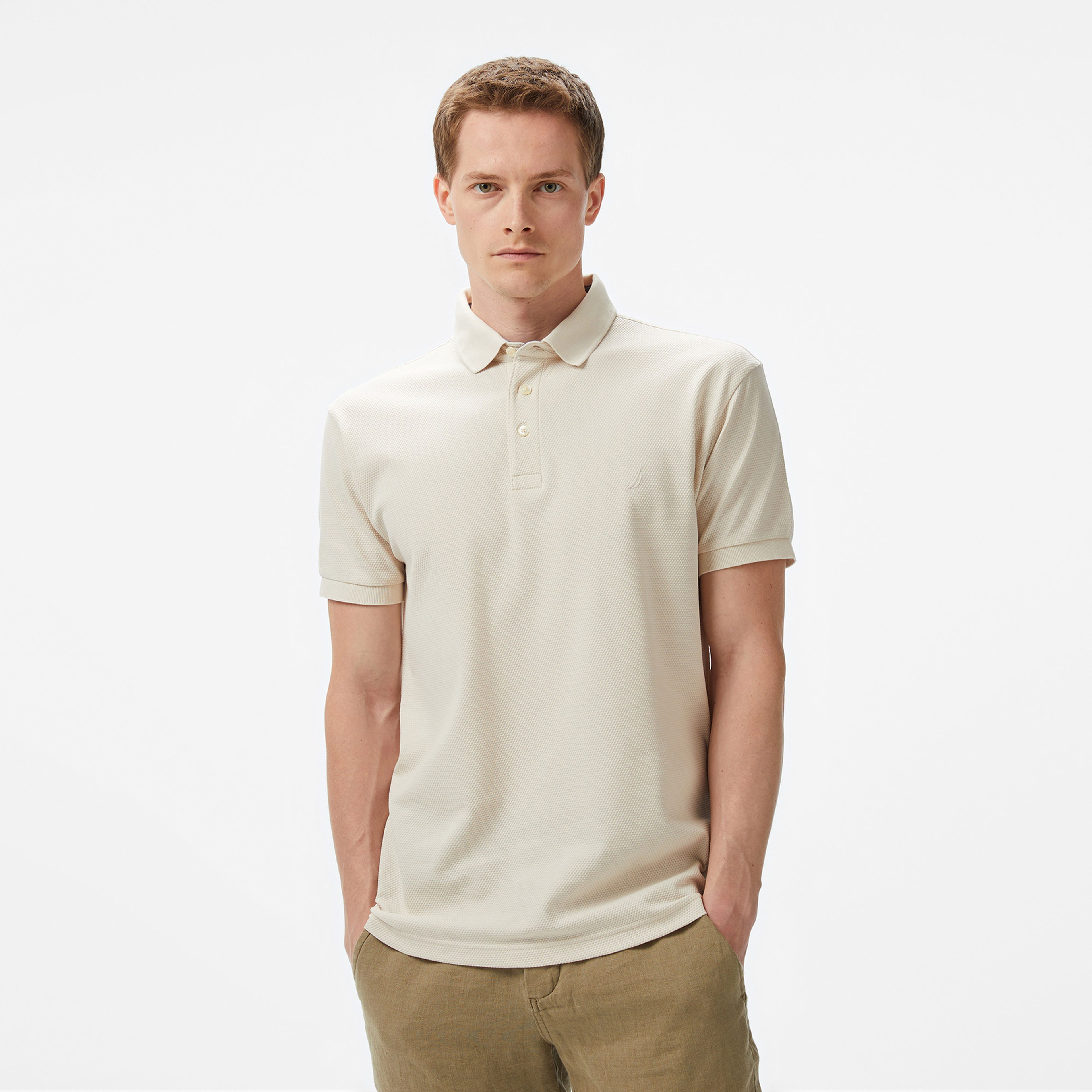 Nautica Erkek Bej Classic Fit Polo Yaka T-Shirt