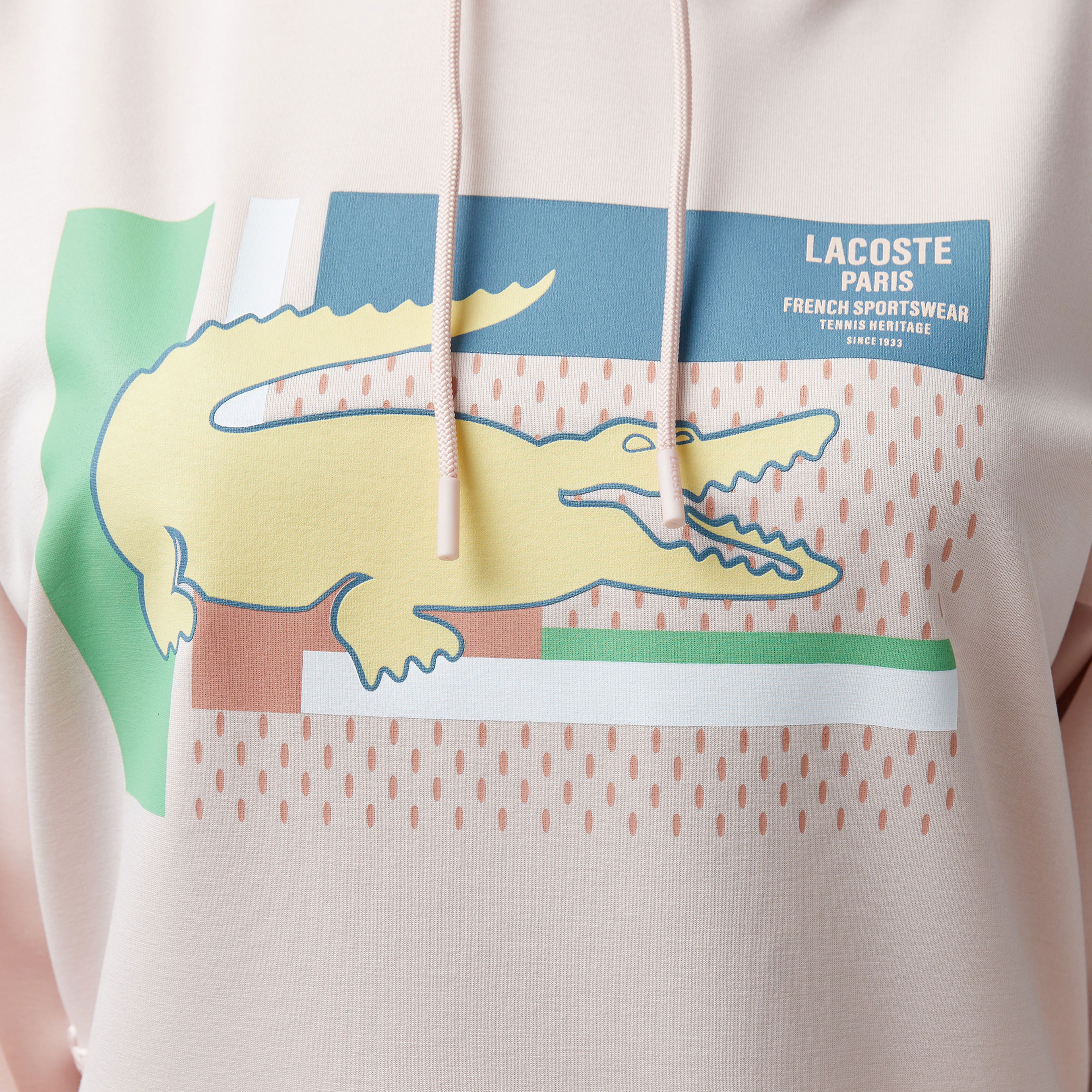 Lacoste Kadın Relaxed Fit Kapüşonlu Baskılı Açık Pembe Sweatshirt