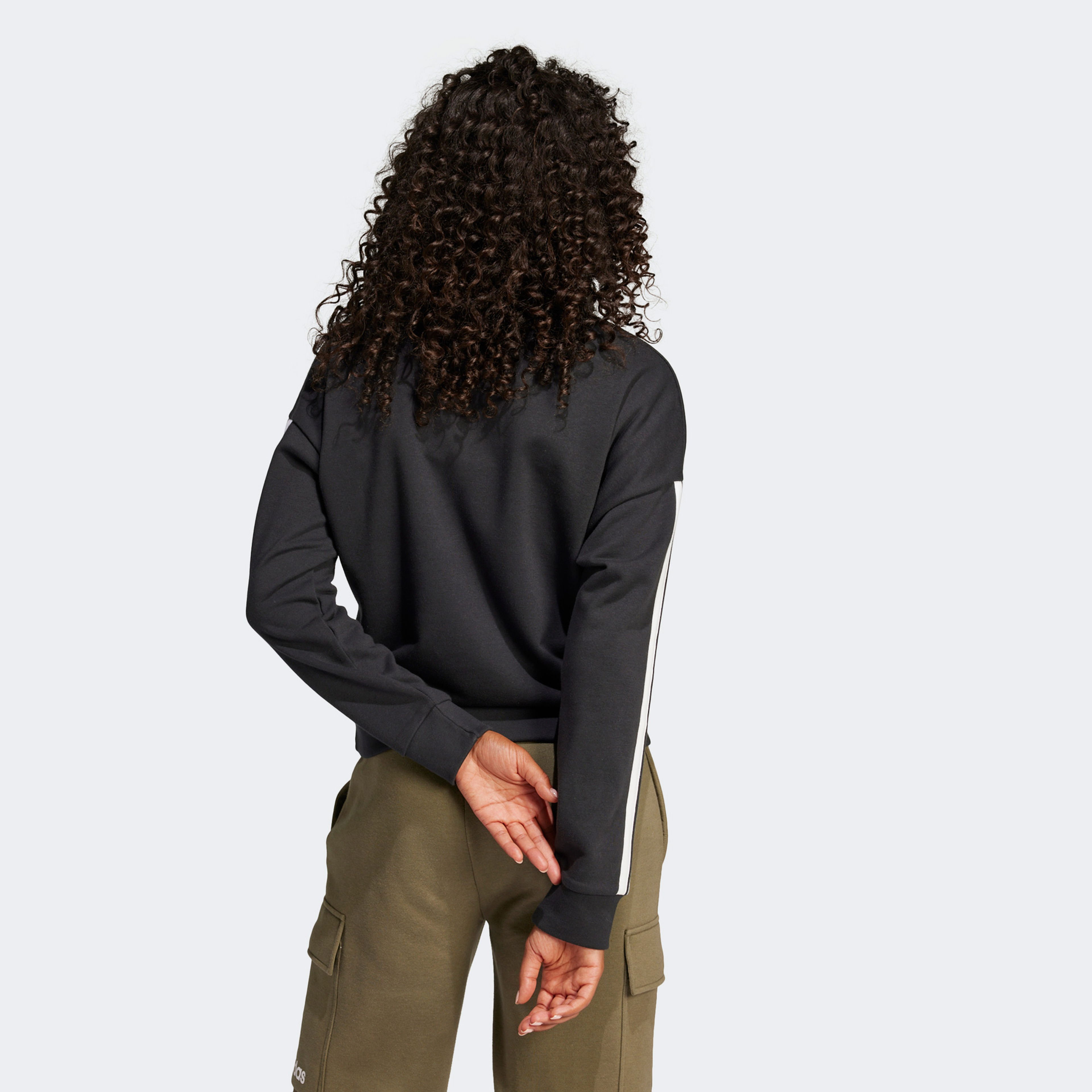 adidas Essentials 3 Stripes French Terry Kadın Siyah Sweatshirt