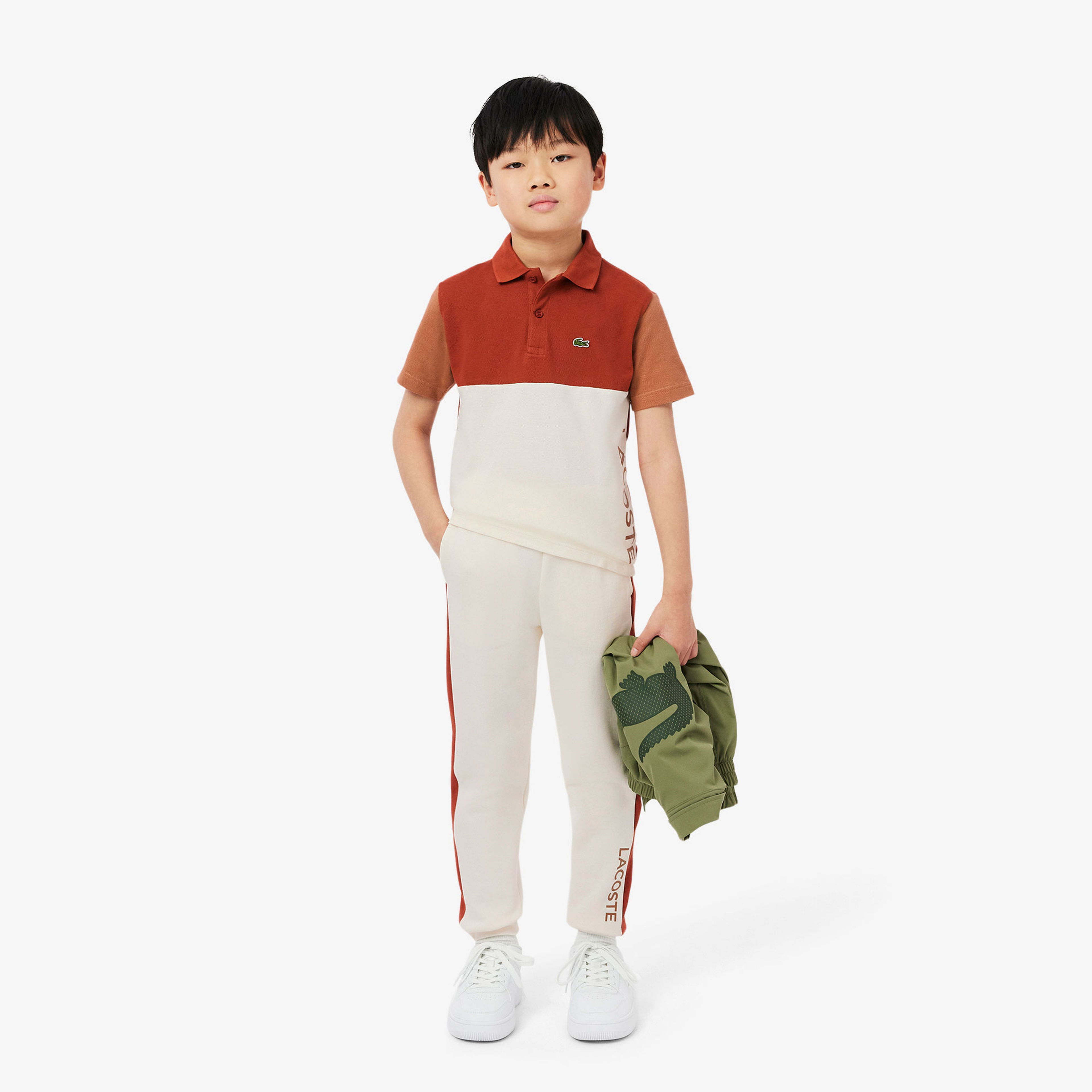 Lacoste Çocuk Renk Bloklu Bej Polo
