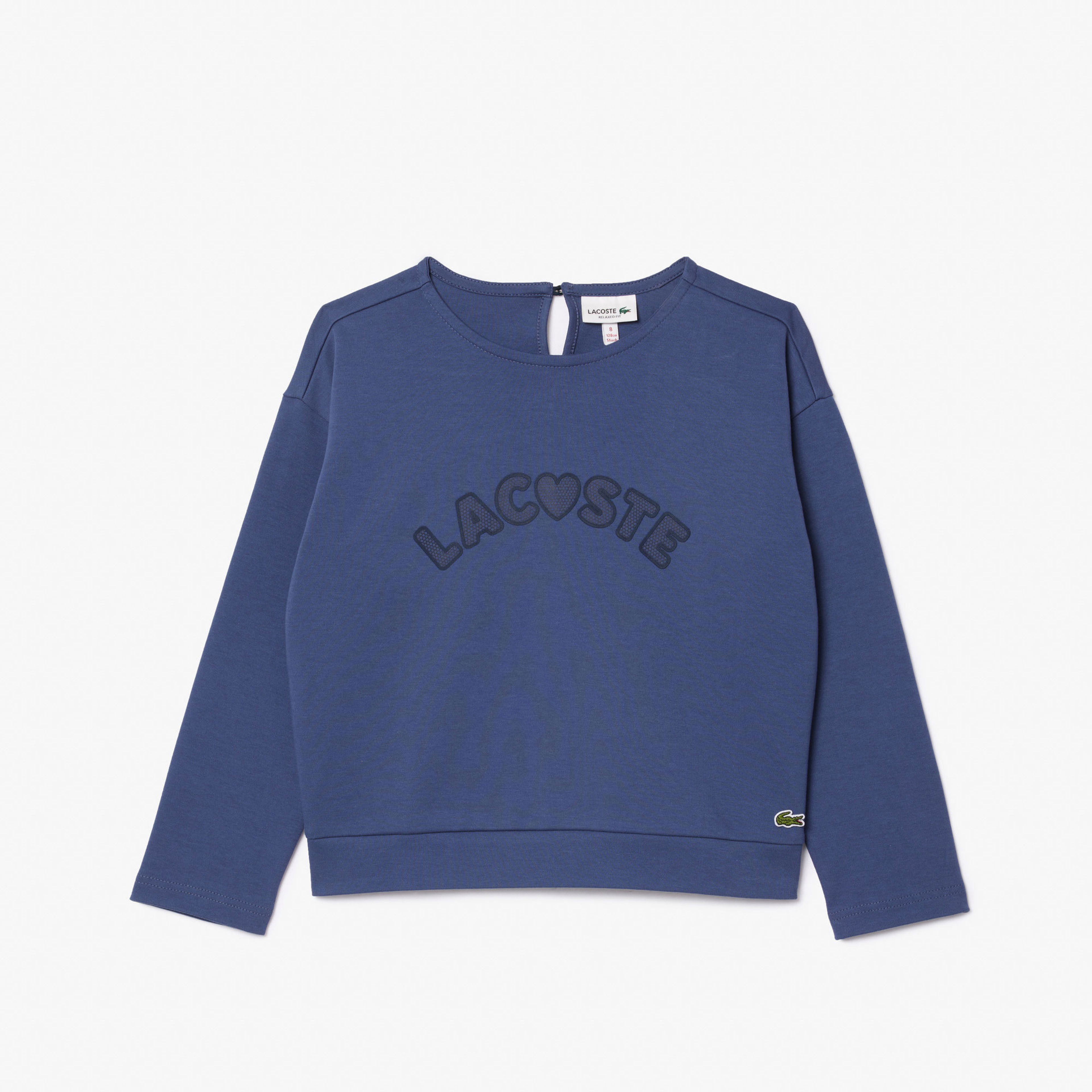 Lacoste Kız Çocuk Uzun Kollu Bisiklet Yaka Baskılı Mor T-Shirt