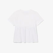 Lacoste Kız Çocuk Bisiklet Yaka Beyaz T-Shirt