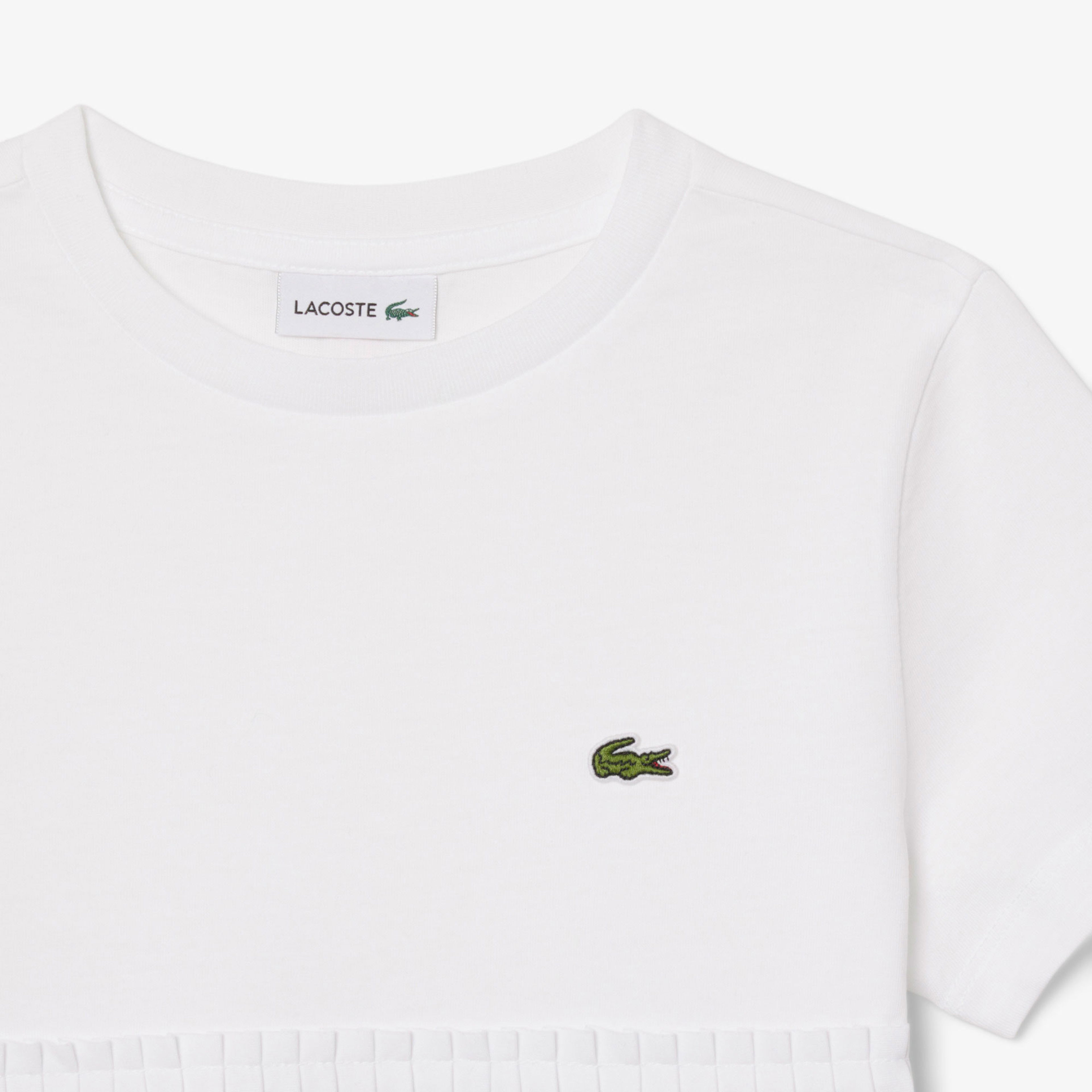 Lacoste Kız Çocuk Bisiklet Yaka Beyaz T-Shirt