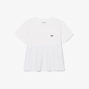 Lacoste Kız Çocuk Bisiklet Yaka Beyaz T-Shirt