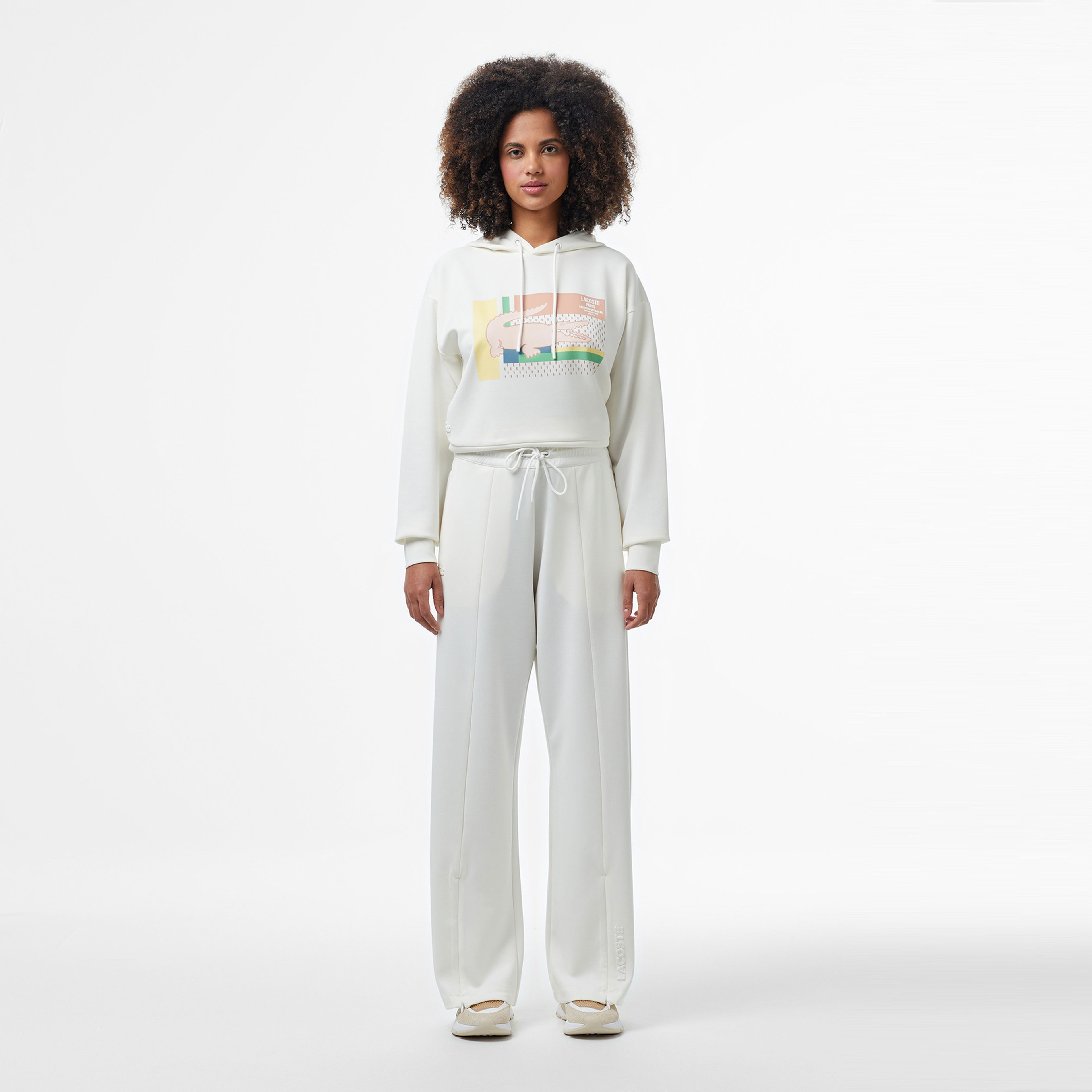 Lacoste Kadın Loose Fit Beyaz Eşofman Altı