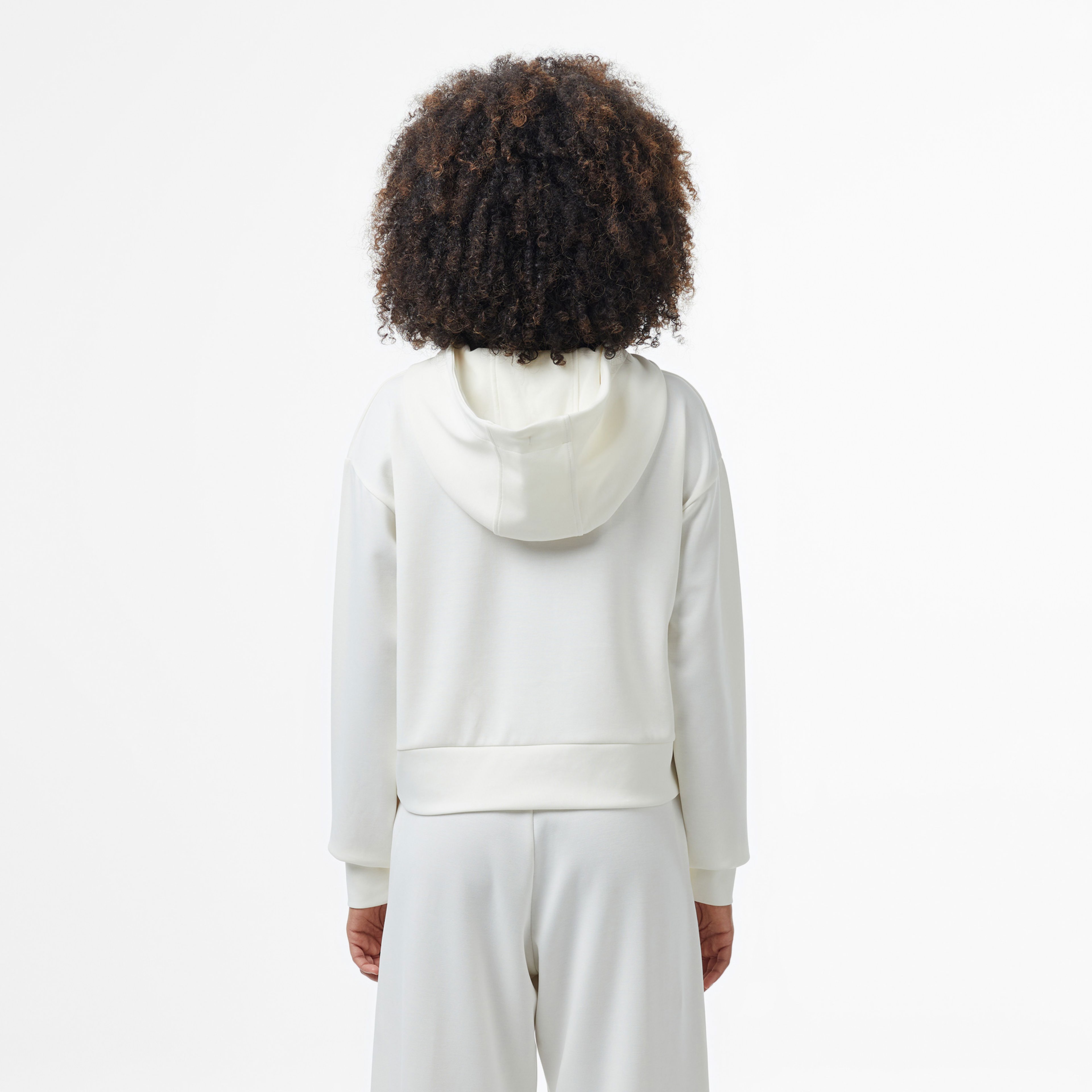 Lacoste Kadın Relaxed Fit Kapüşonlu Baskılı Beyaz Sweatshirt