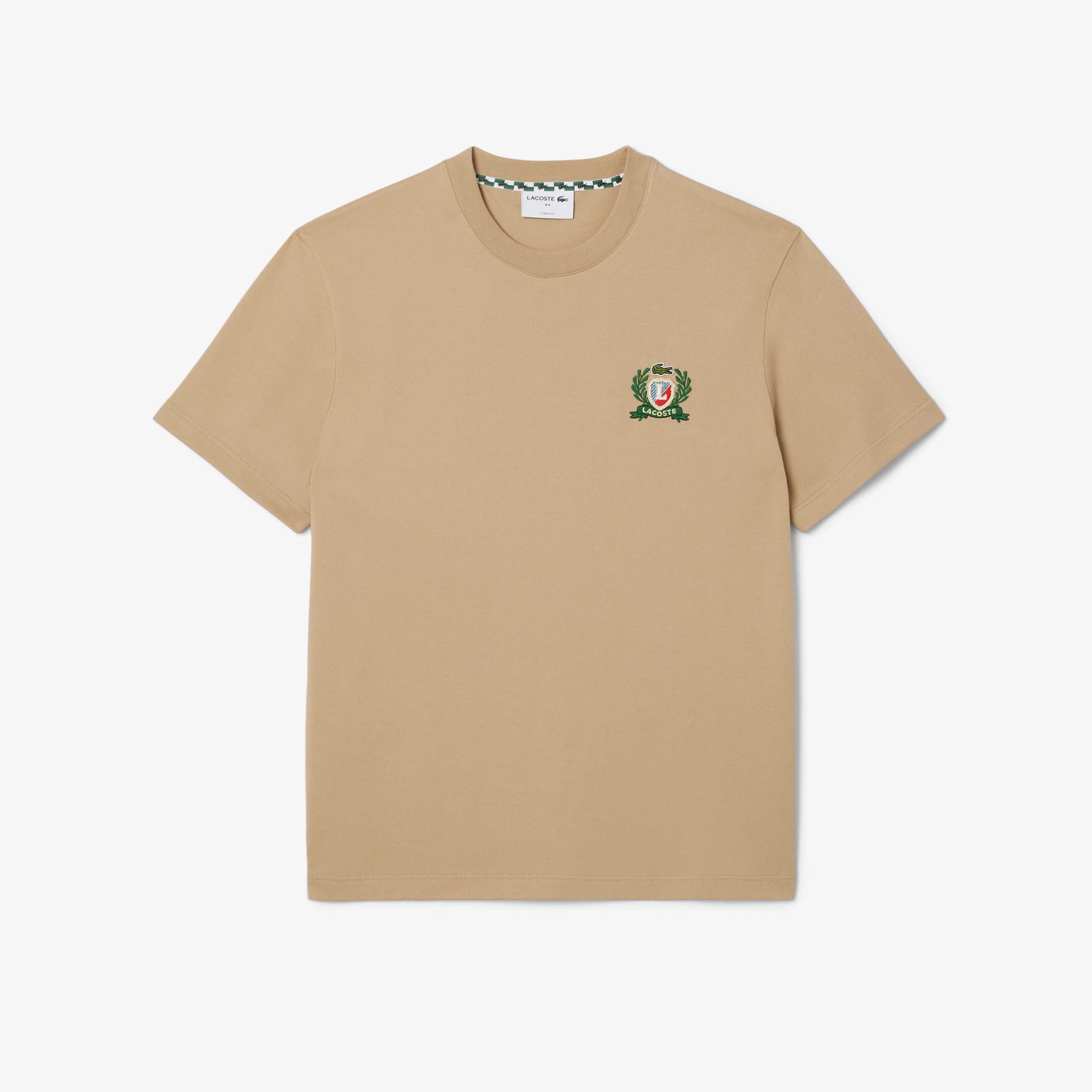 Lacoste Erkek Classic Fit Bisiklet Yaka Bej T-Shirt