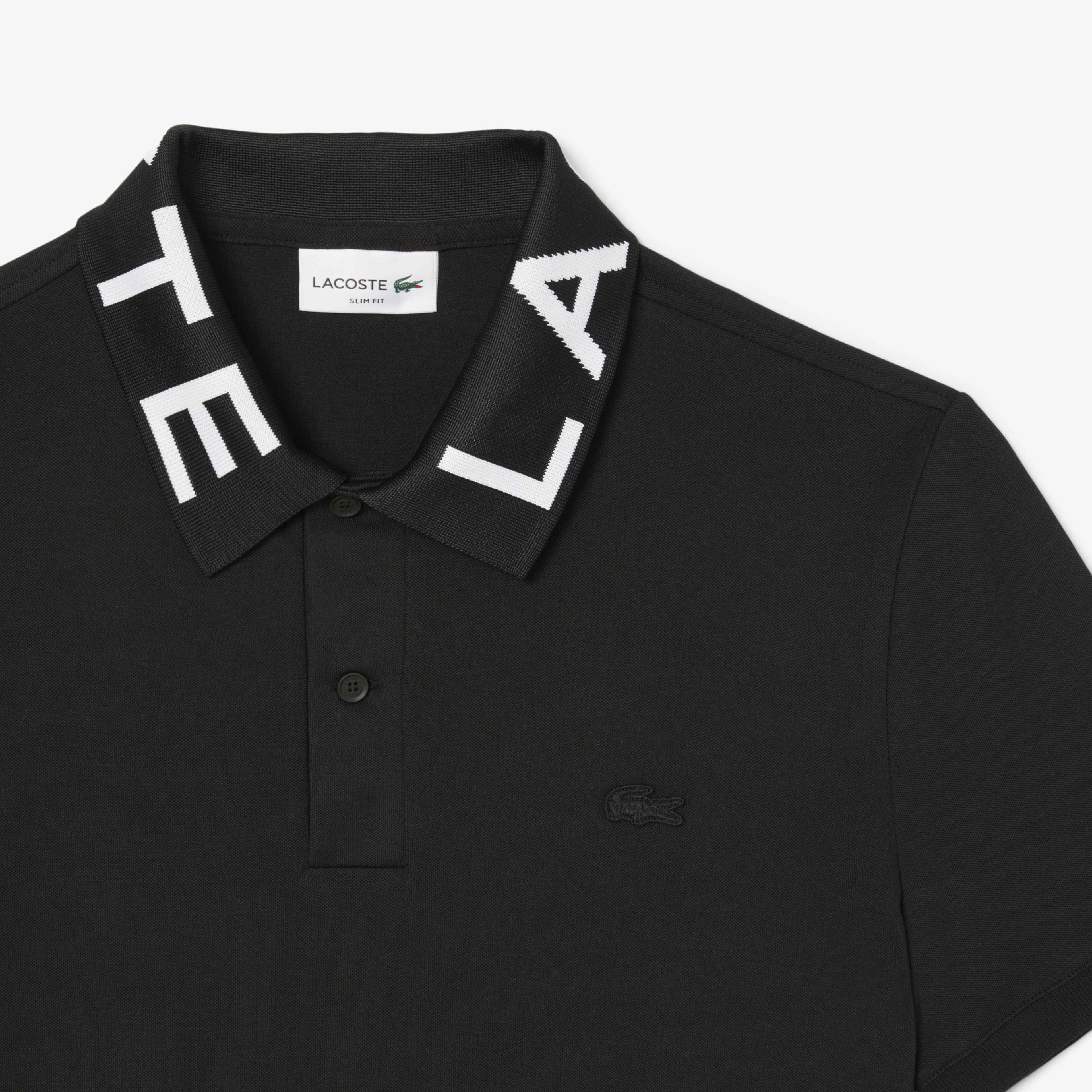 Lacoste Erkek Slim Fit Baskılı Siyah Polo