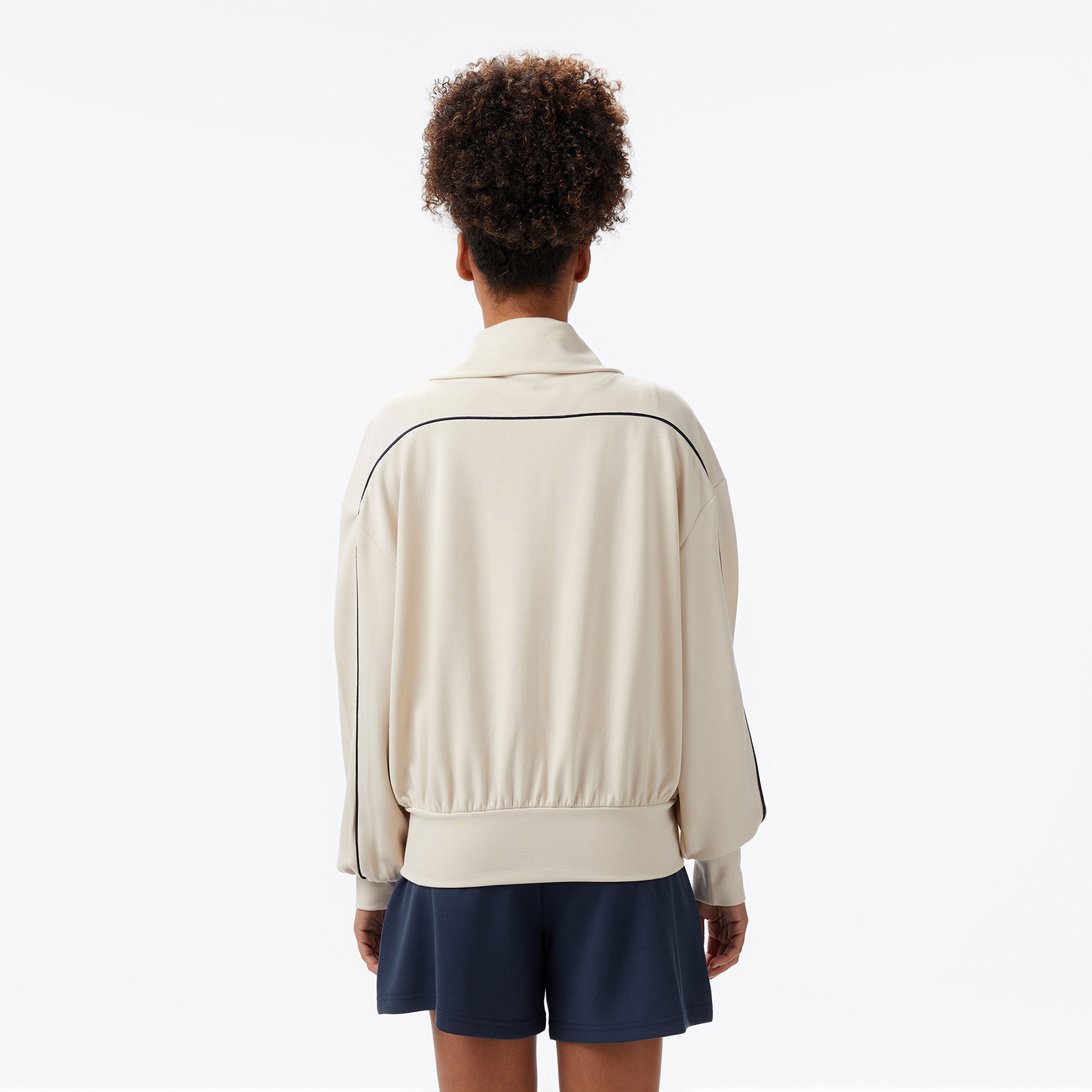 Nautica Kadın Ekru Regular Fit Dik Yaka Sweatshirt